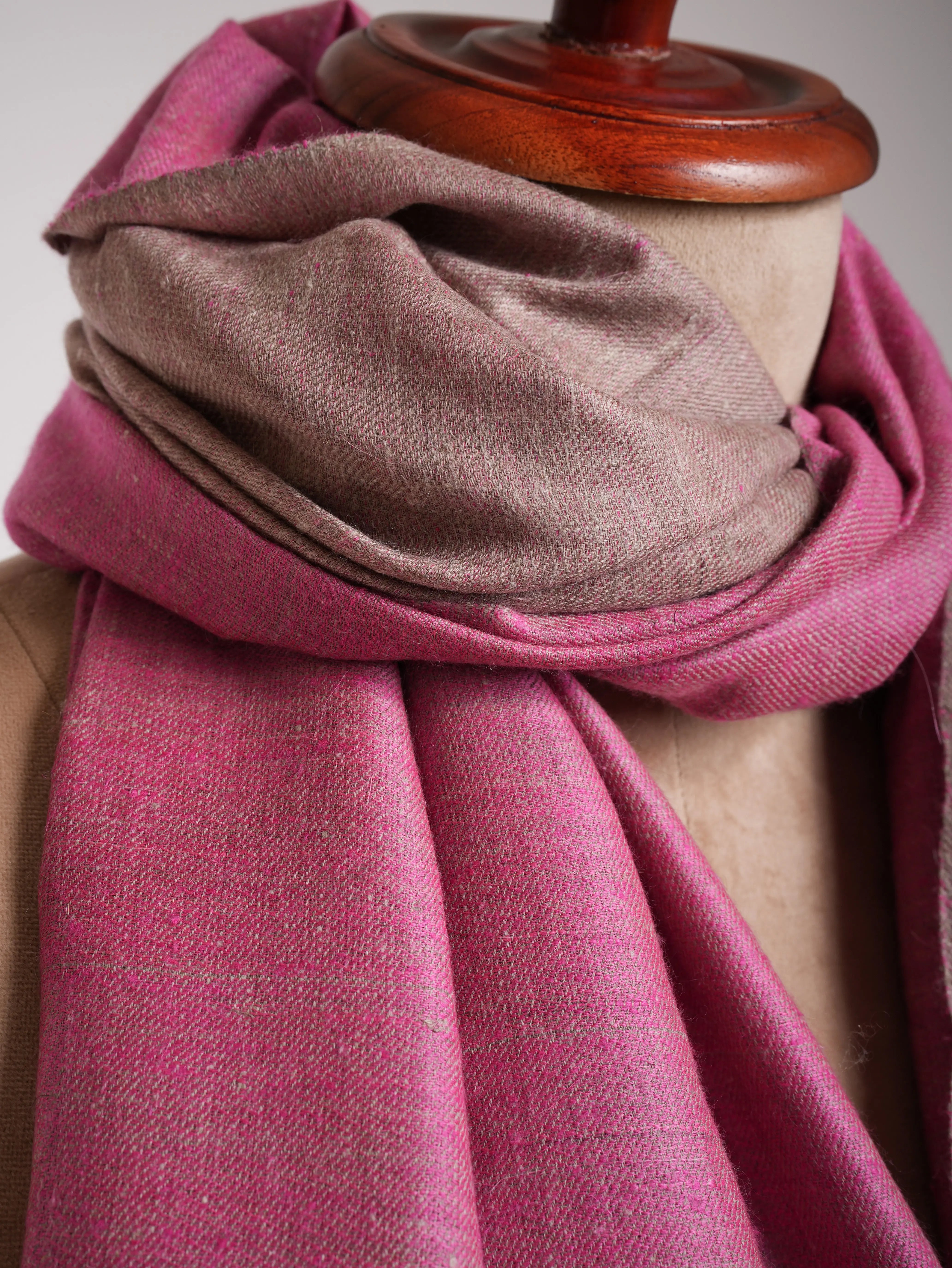 Beetroot Purple and Beige Dorukha Pashmina Shawl Shahkaar