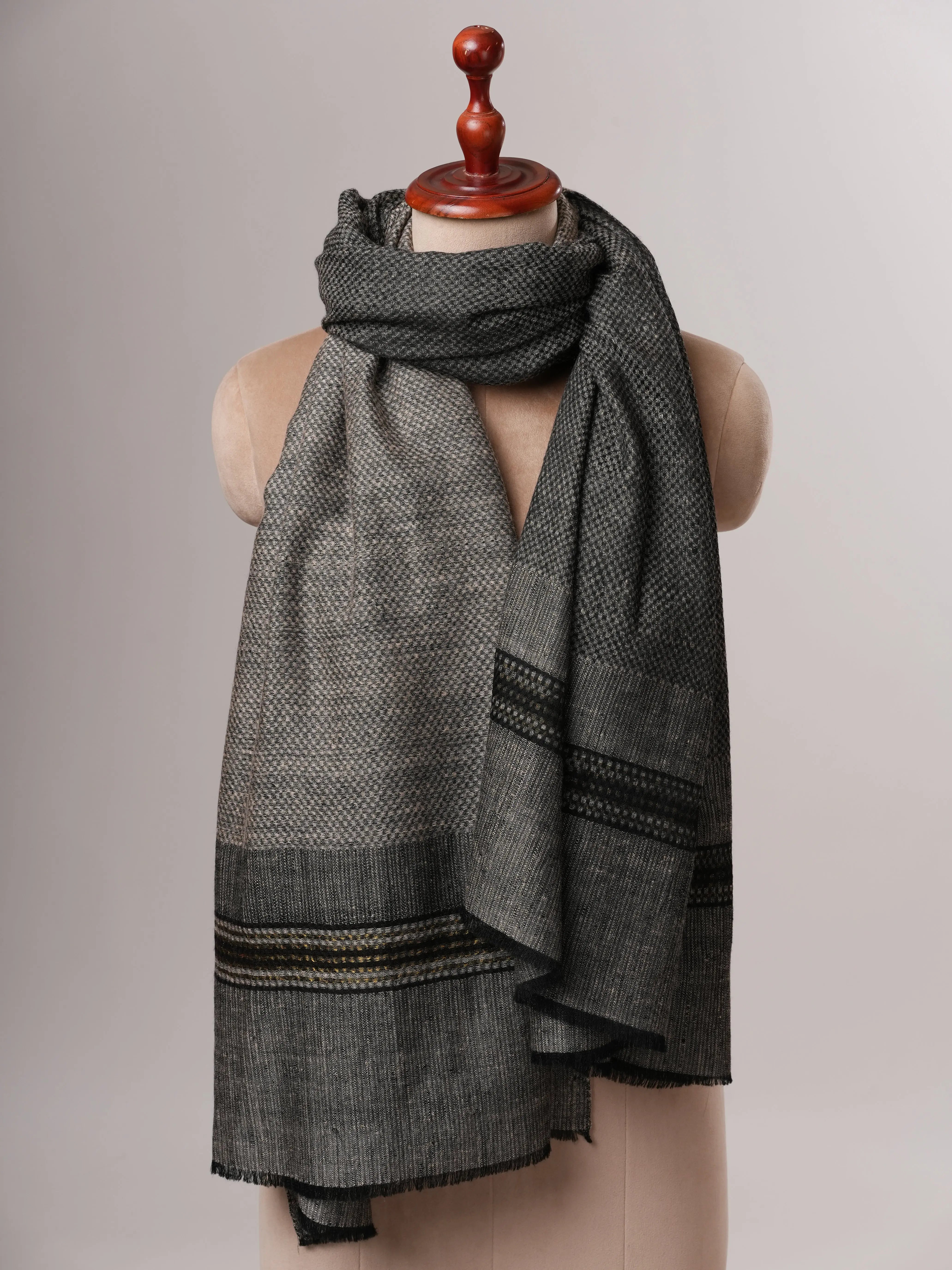 Black White New Generation Pashmina Wrap - WIRRAL Shahkaar