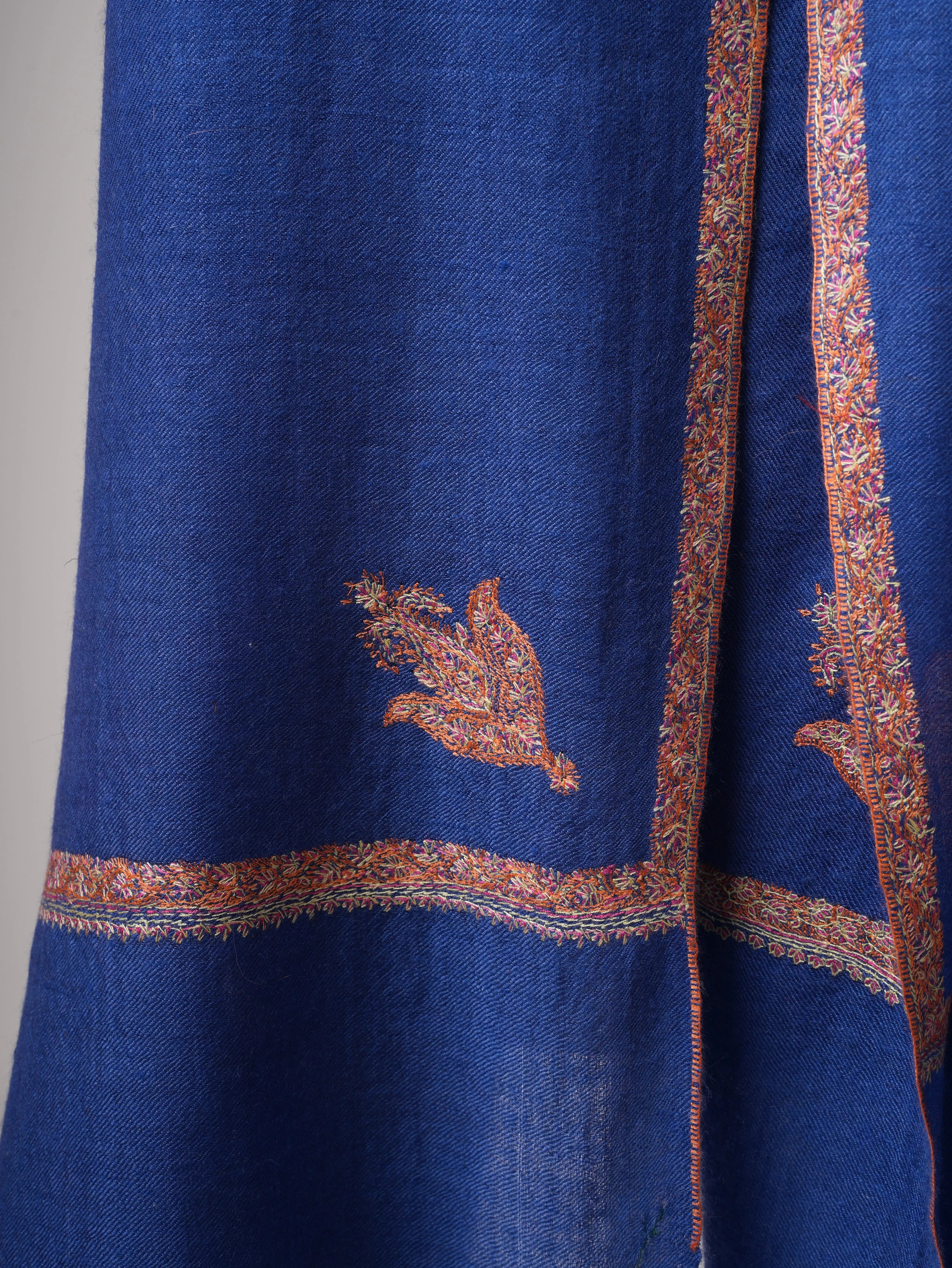 Blue Baby Soft Cashmere Scarf with Delicate Hand Embroidery – Effortless Everyday Elegance Shahkaar