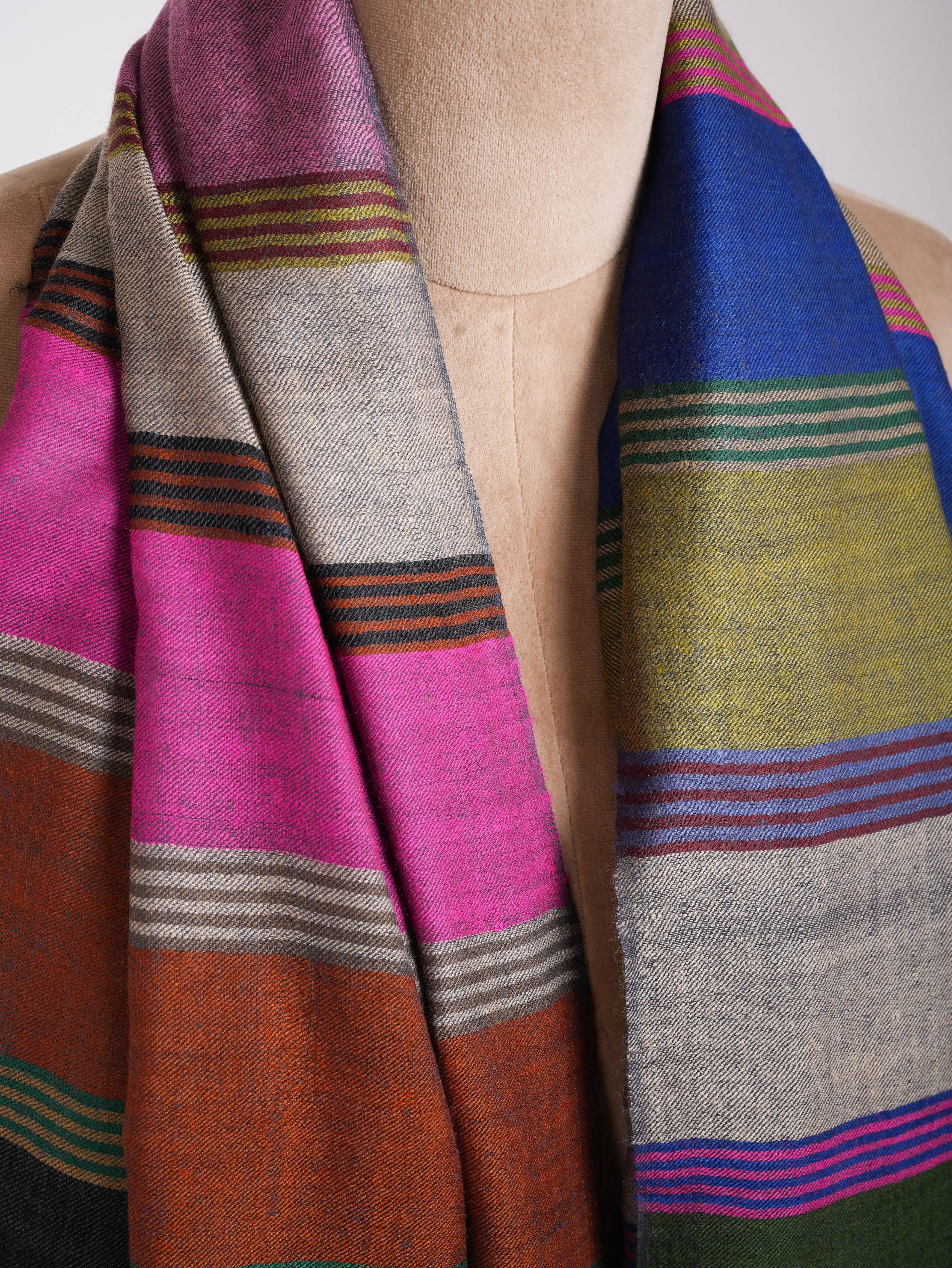 Blue Dachi Handwoven Indian Pashmina Shawl Shahkaar