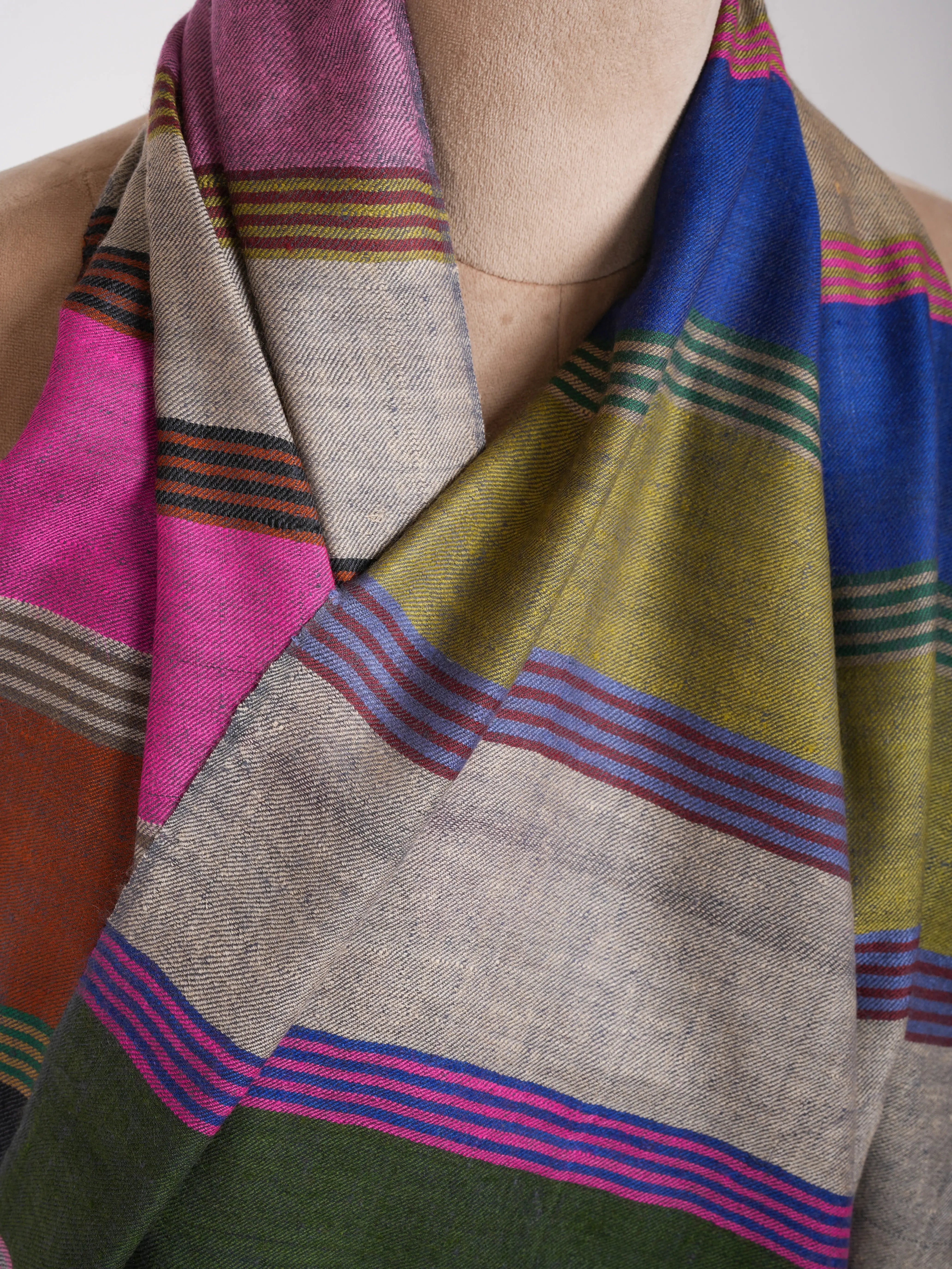 Blue Dachi Handwoven Indian Pashmina Shawl Shahkaar