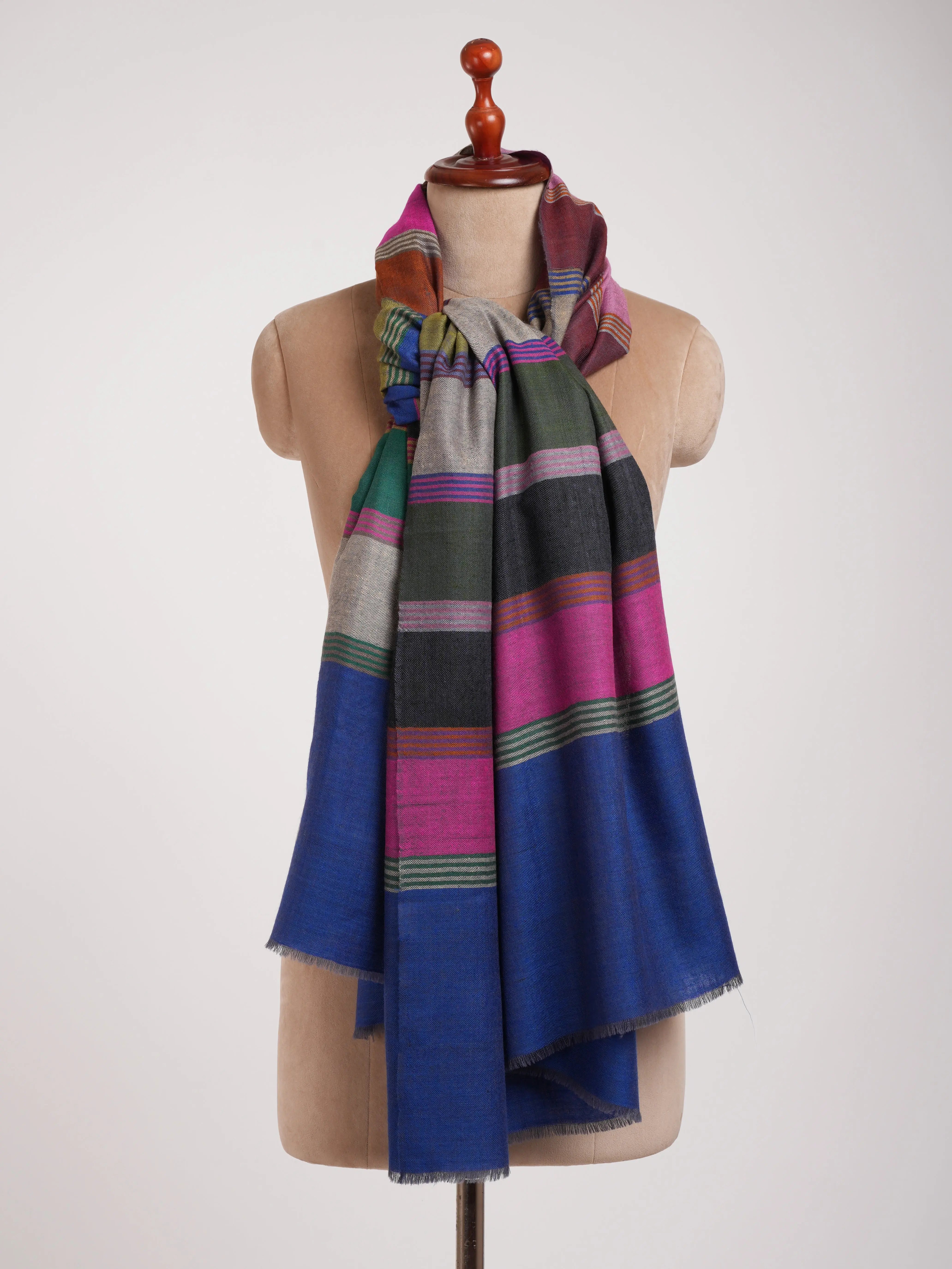 Blue Dachi Handwoven Indian Pashmina Shawl Shahkaar