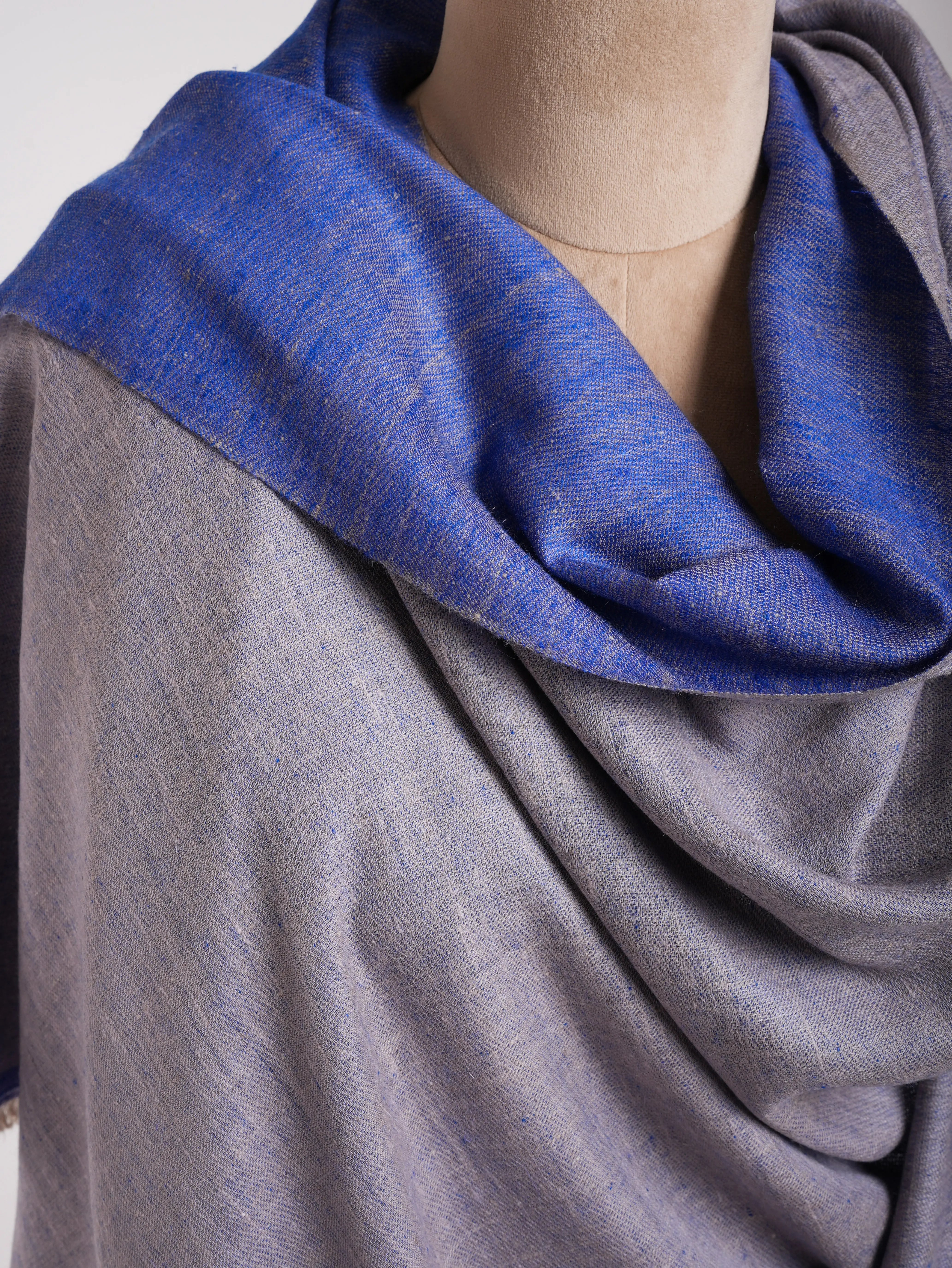 Blue Ivory Dorukha Kashmiri Pashmina Shawl Shahkaar