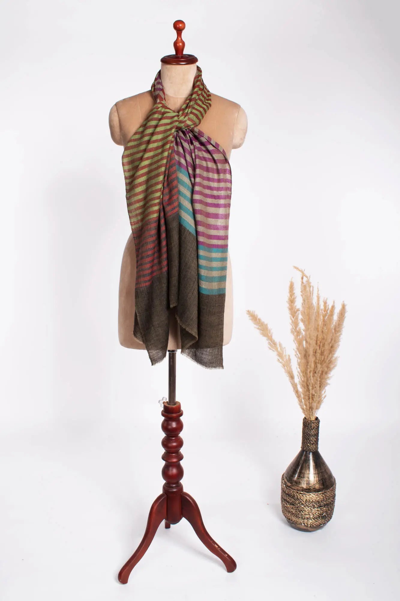 Boho Chic Handloomed Multi Colors Cashmere Pashmina Scarf - MATLOCK Shahkaar