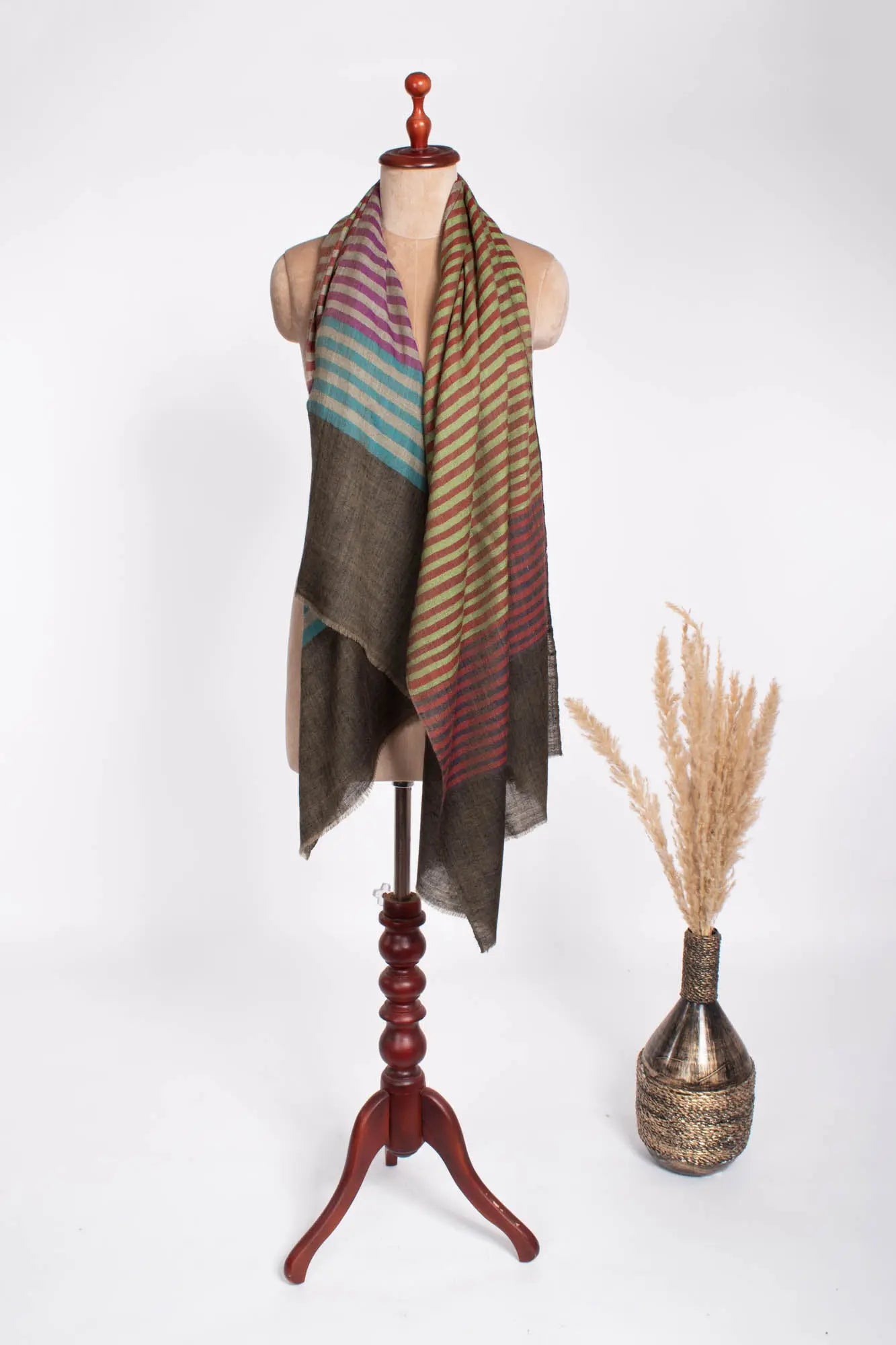 Boho Chic Handloomed Multi Colors Cashmere Pashmina Scarf - MATLOCK Shahkaar