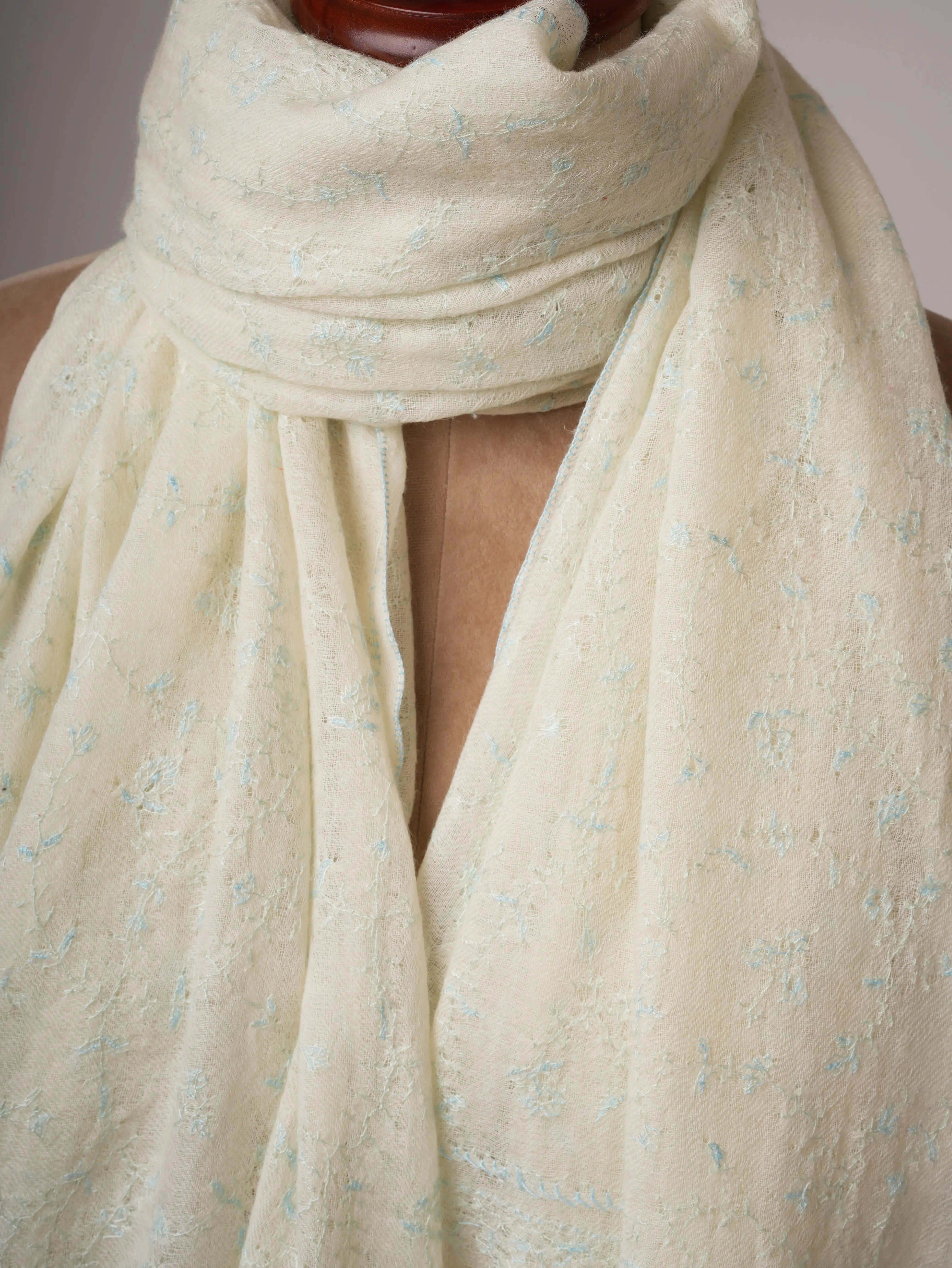 Boiled Wool Shawl with All Over Hand Embroidery Shahkaar