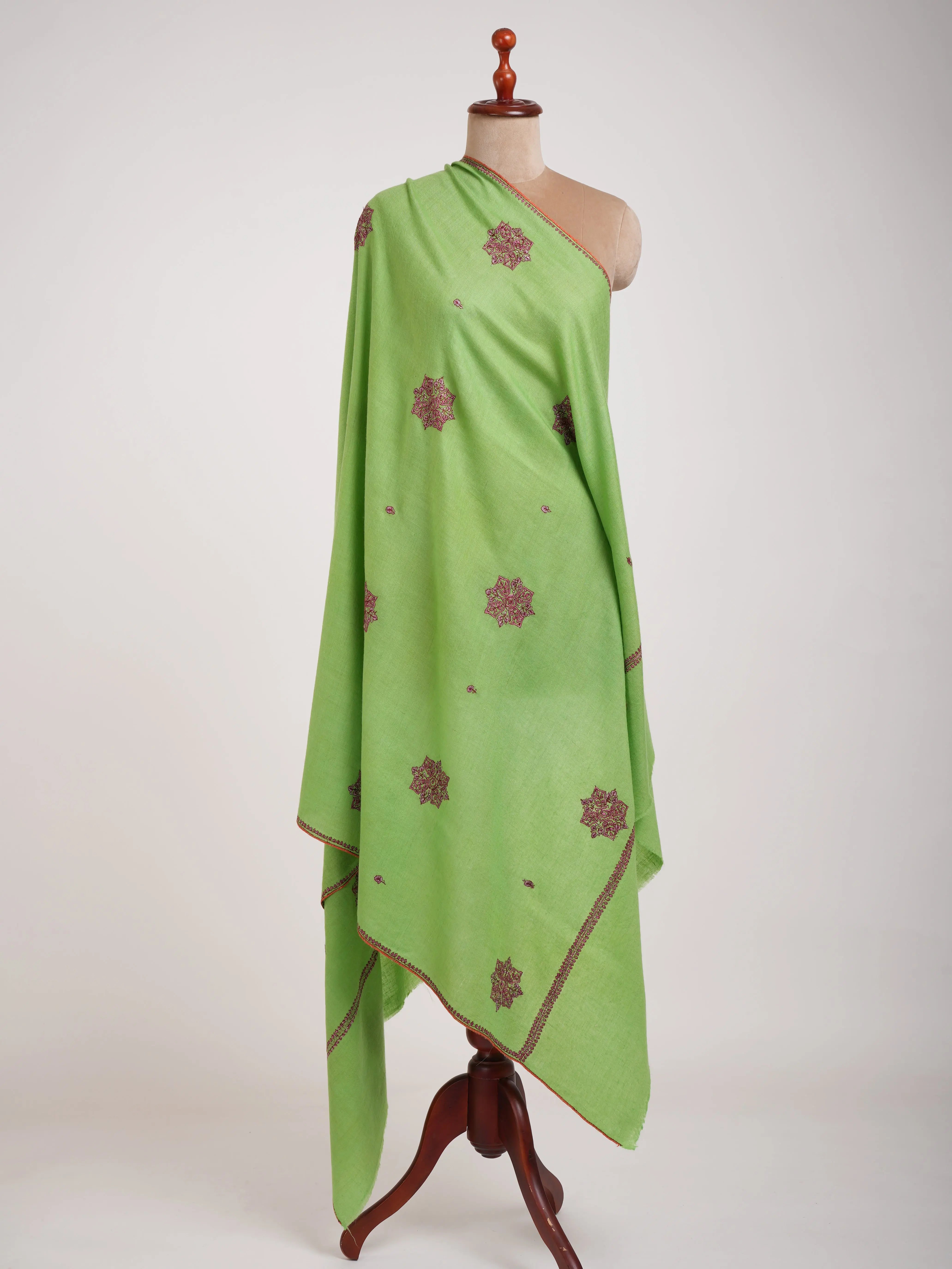 Booti Embroidered Love Bird Color Pure Pashmina Shawl Shahkaar