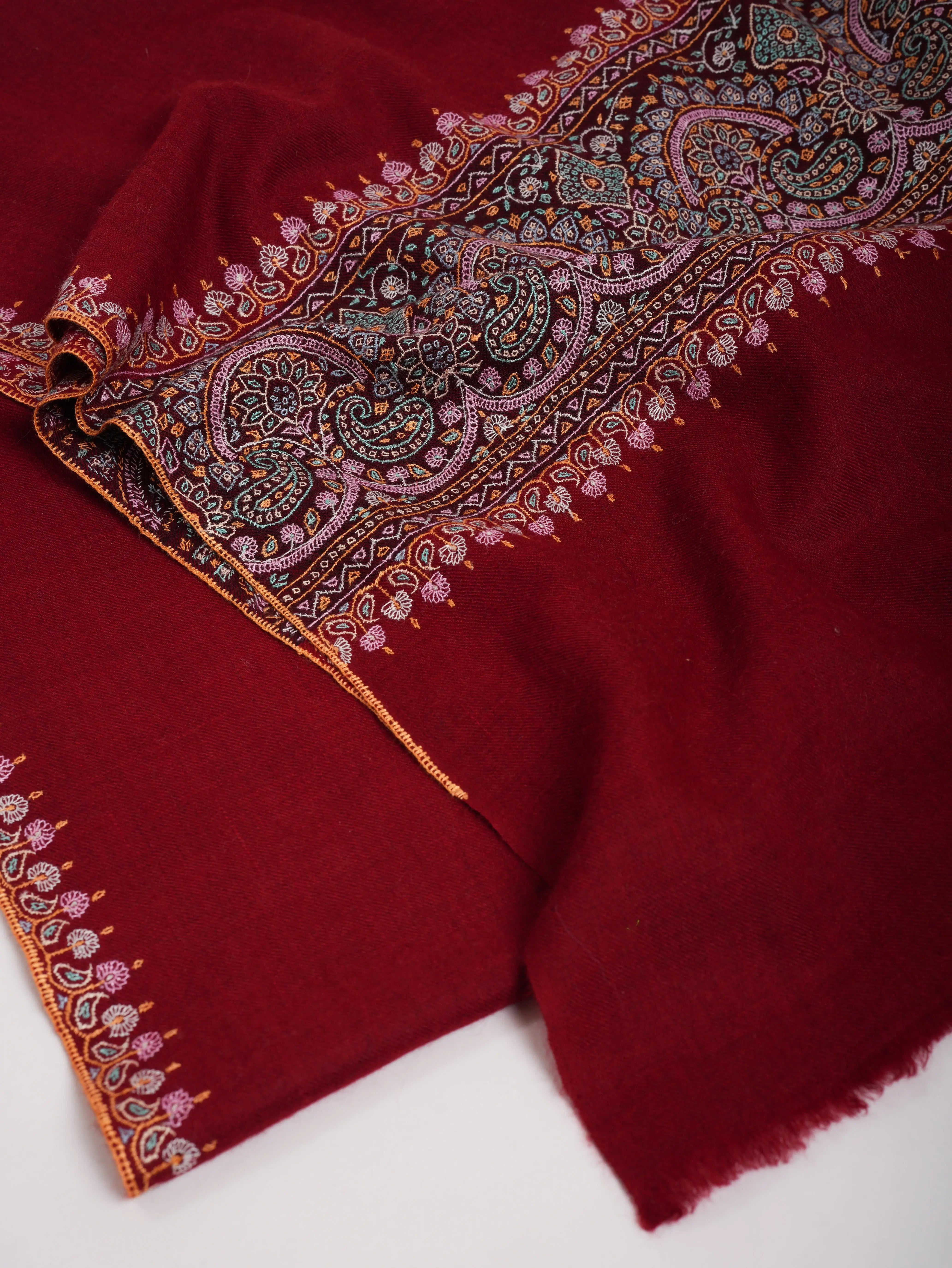 Burgundy Pashmina Shawl with Contrasting Palla Shahkaar