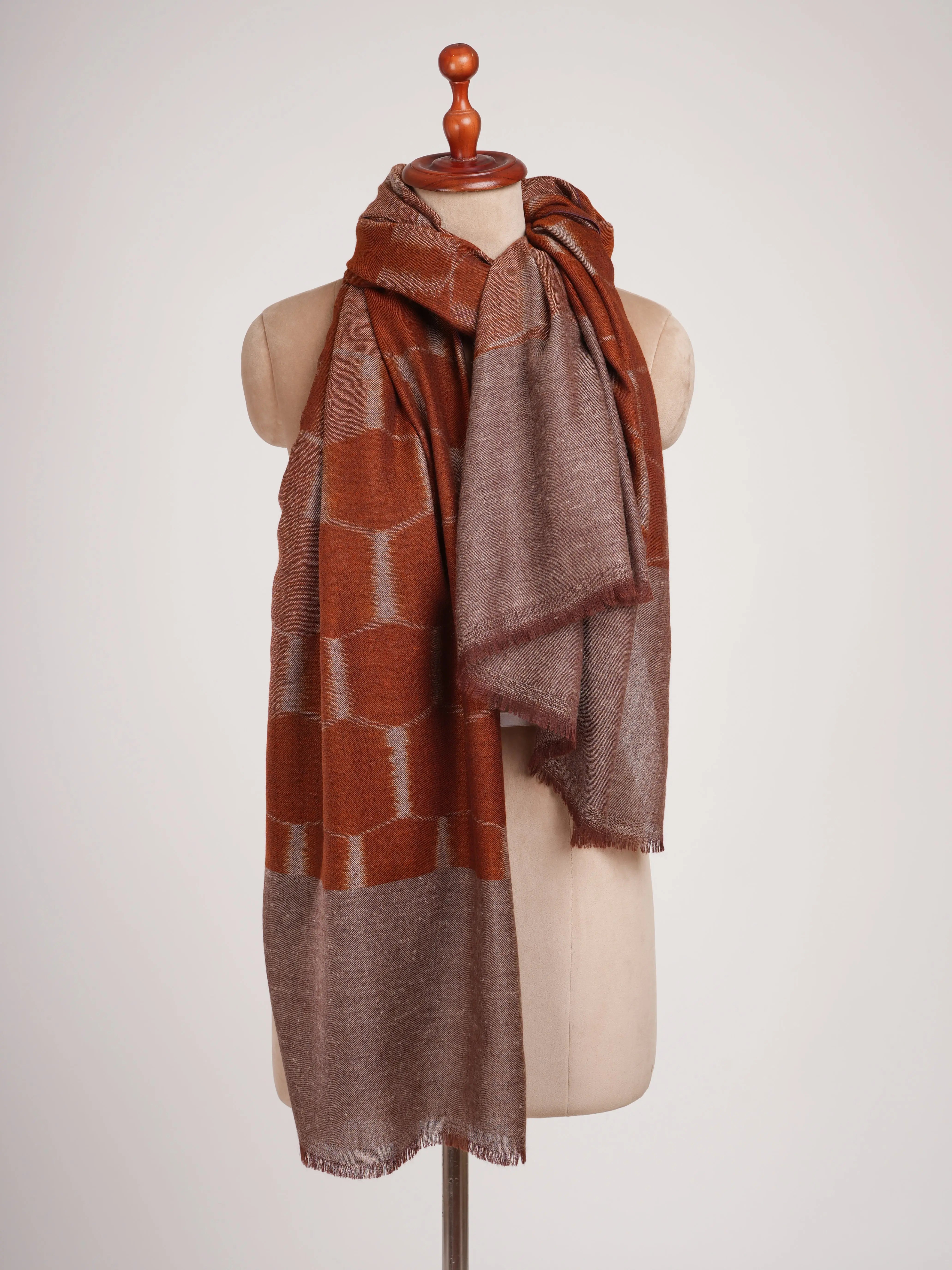 Burnt Orange Handwoven Pashmina Shawl Shahkaar