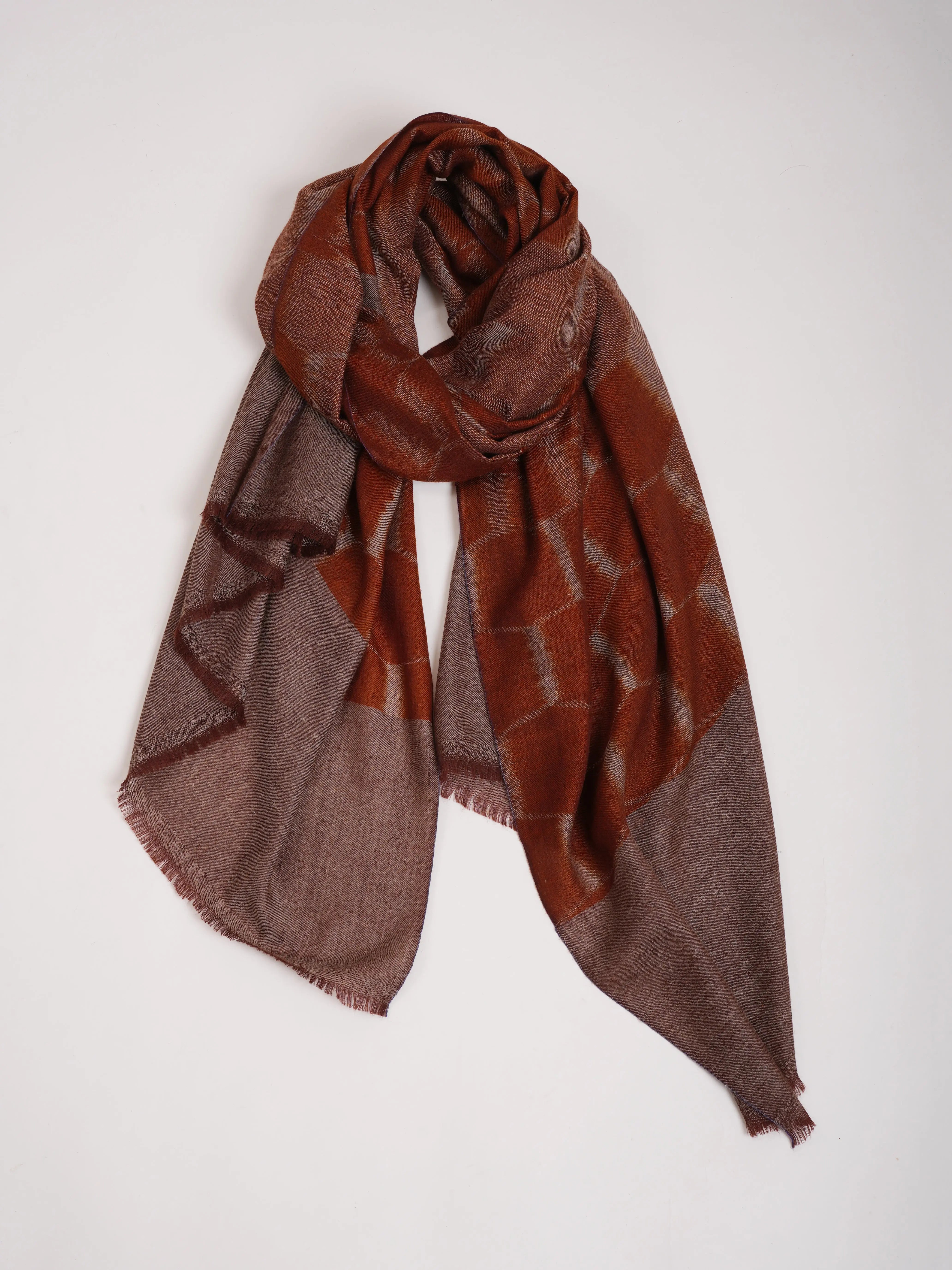 Burnt Orange Handwoven Pashmina Shawl Shahkaar
