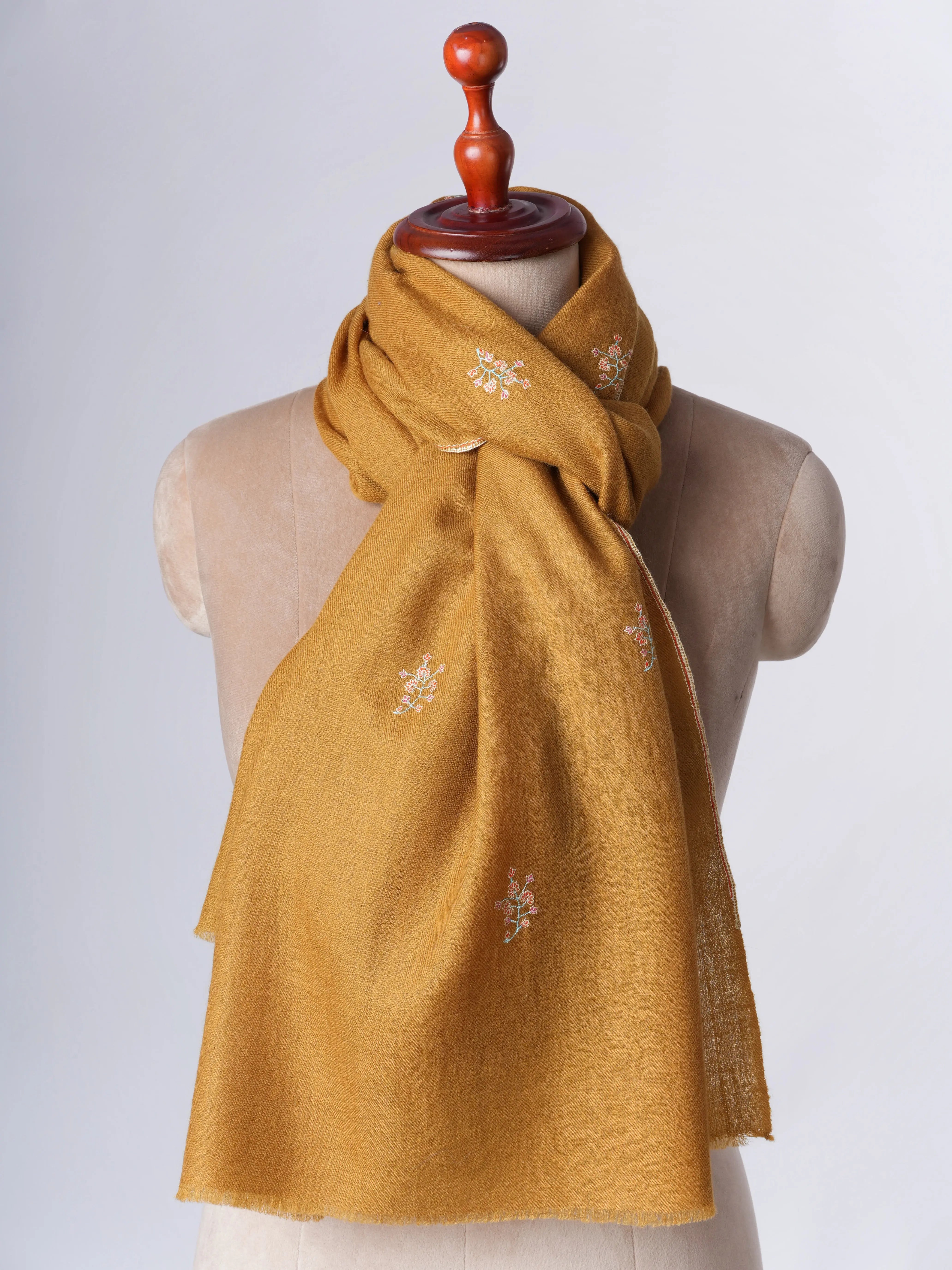 Buteh Embroidered Baby Soft Cashmere Scarf – Handcrafted Luxury from Kashmir Shahkaar