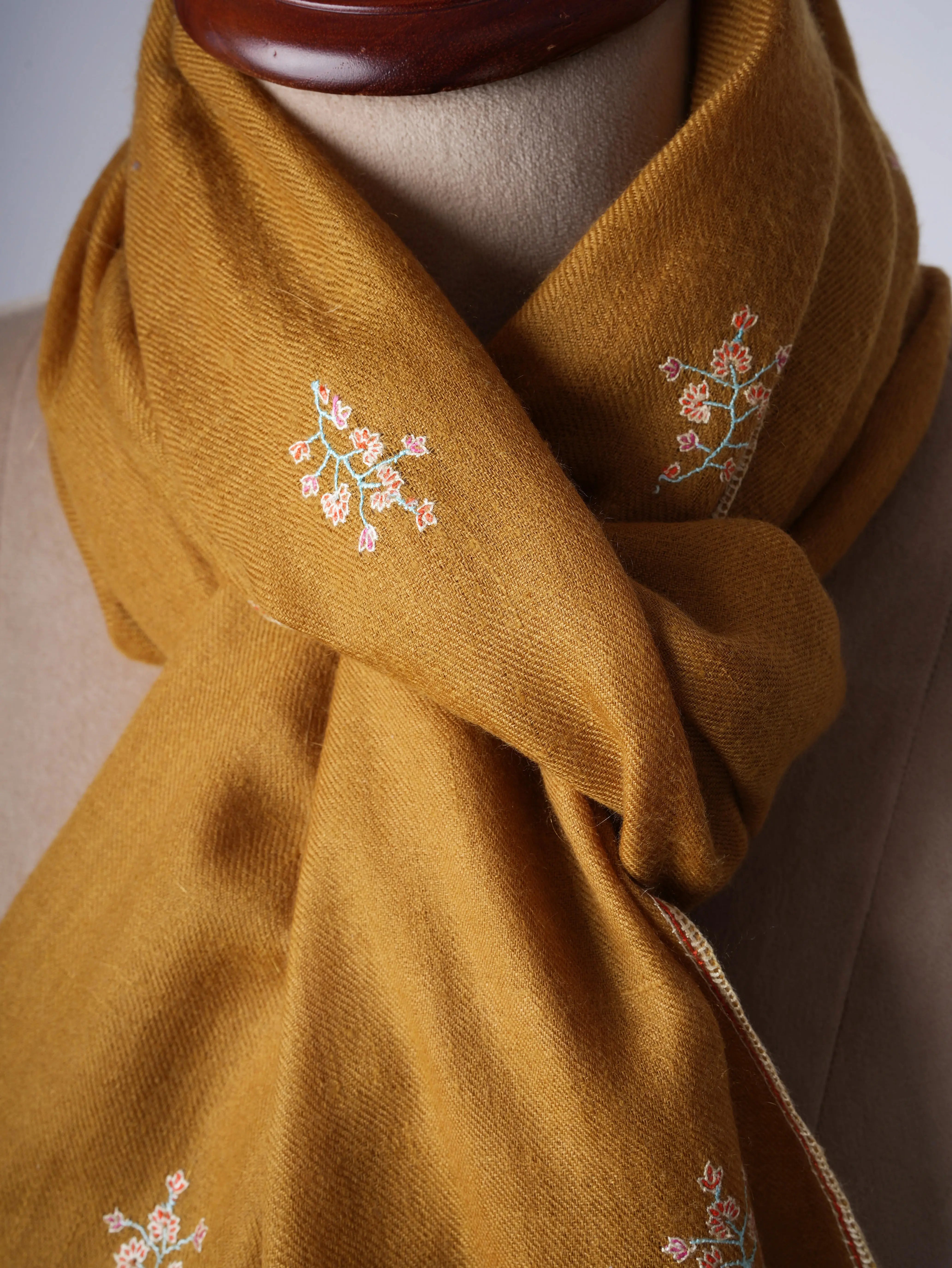 Buteh Embroidered Baby Soft Cashmere Scarf – Handcrafted Luxury from Kashmir Shahkaar