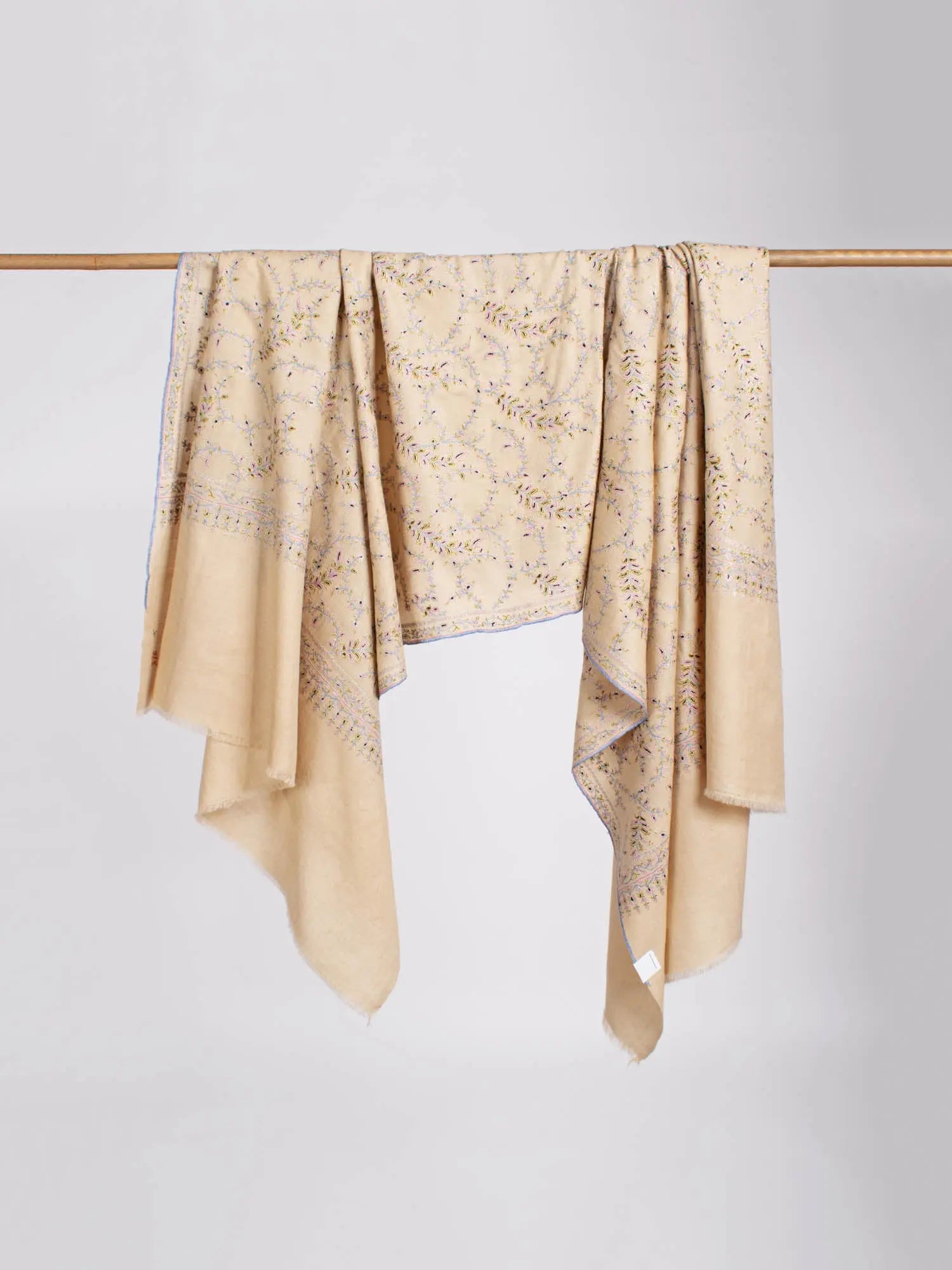 Buttermilk Floral Pashmina Wrap - SHAM Shahkaar