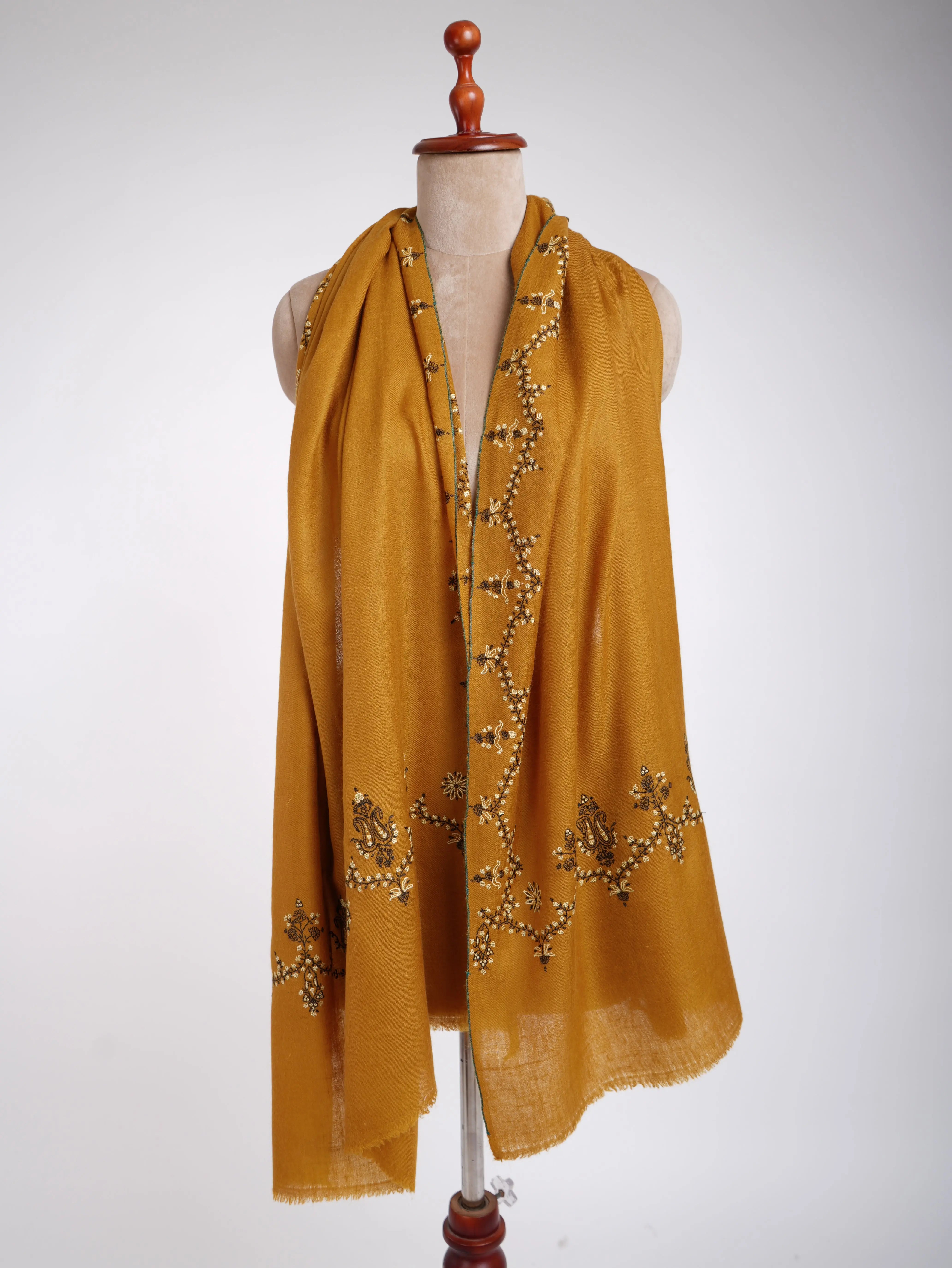 Cashmere Sozni Embroidered Indian Scarf Shahkaar