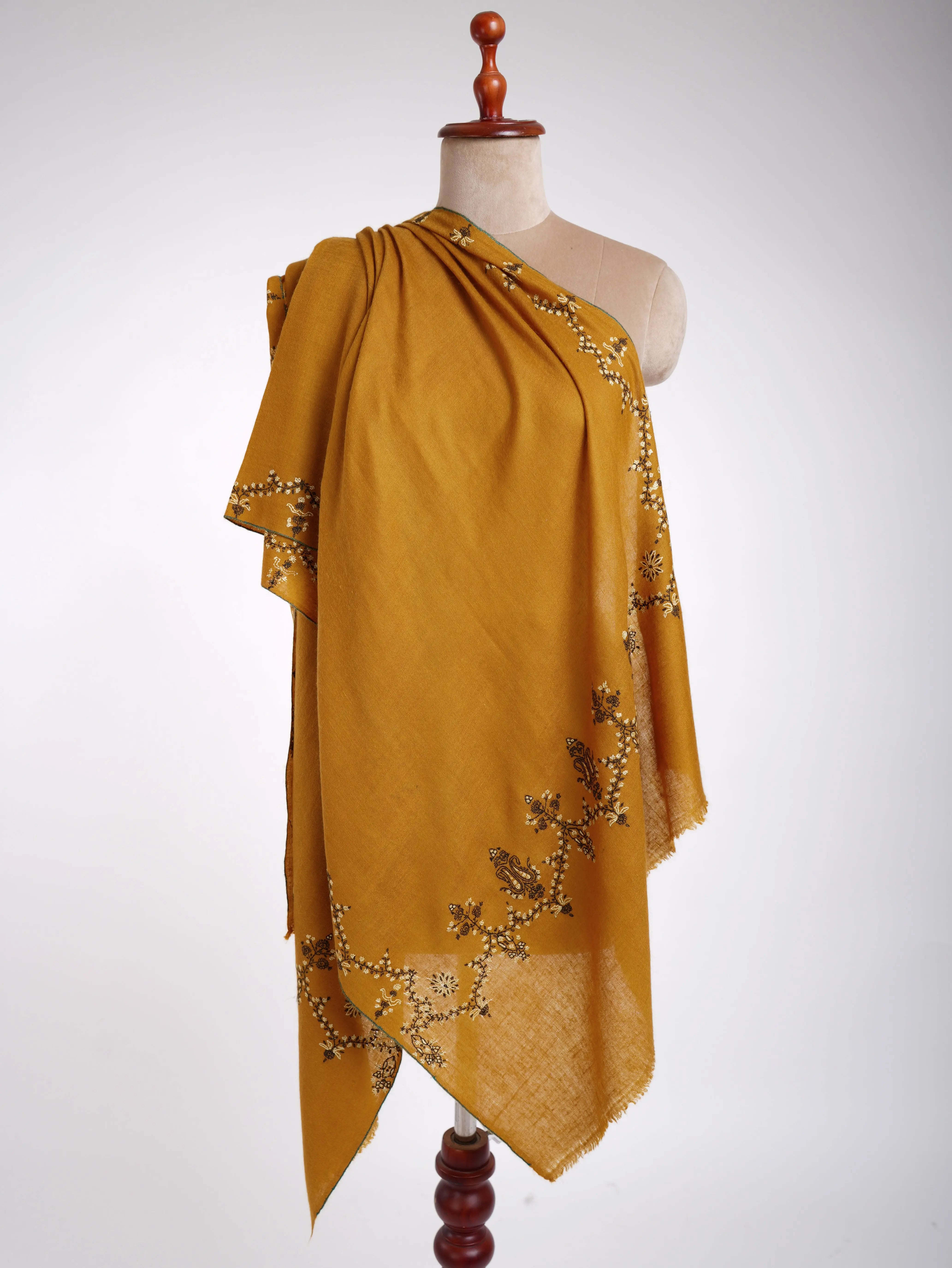 Cashmere Sozni Embroidered Indian Scarf Shahkaar