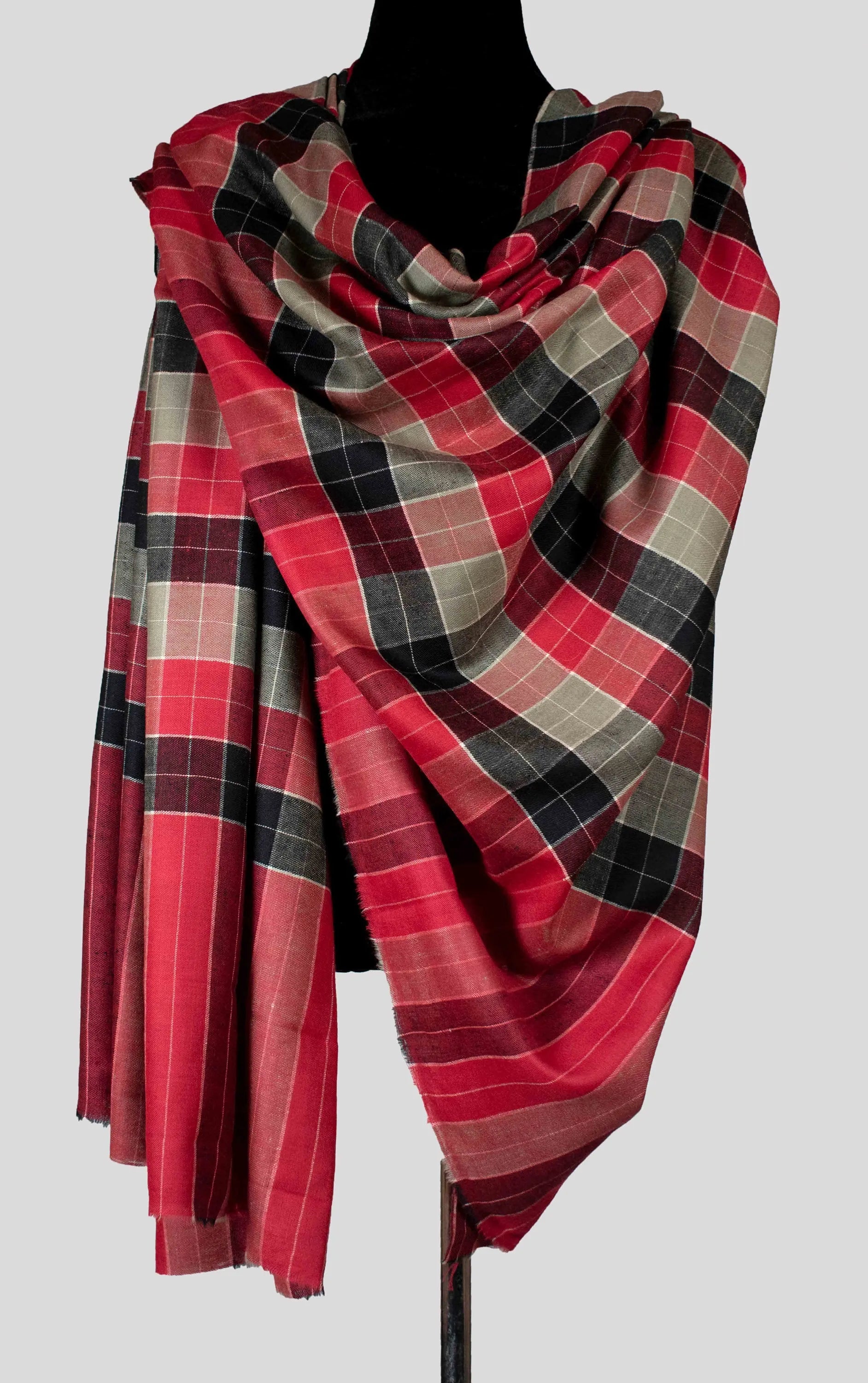 Checkster Pure Pashmina/Cashmere Shawl, Handwoven on Hand loom in Kashmir, Luxury, Masterpiece, Gift, King of Wool, Tight Weave Shahkaar