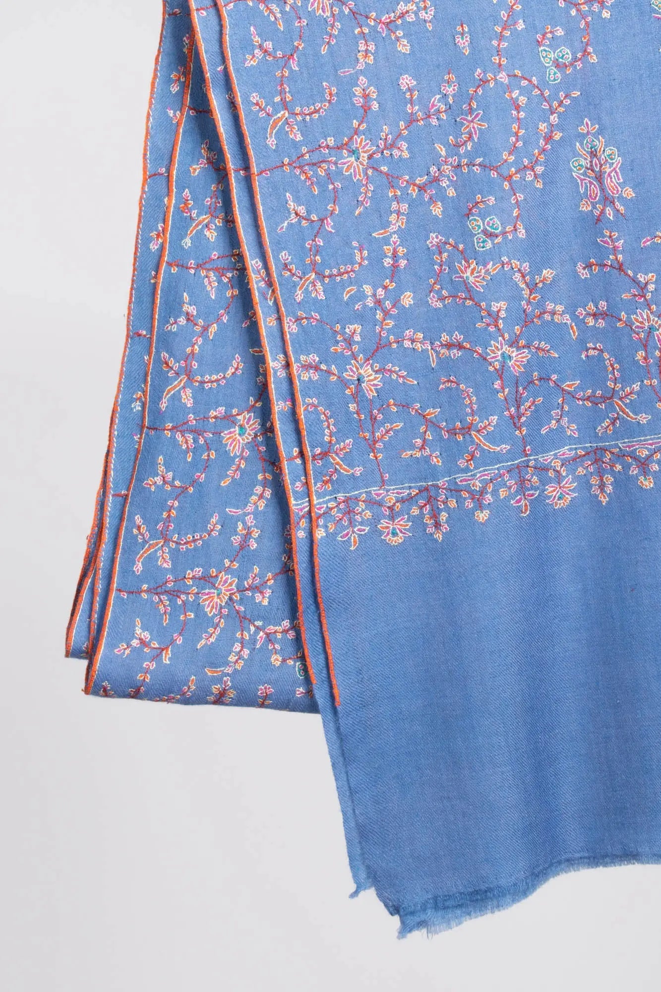 Cornflower Blue Artistic Cashmere Scarf Women - KODIAK Shahkaar