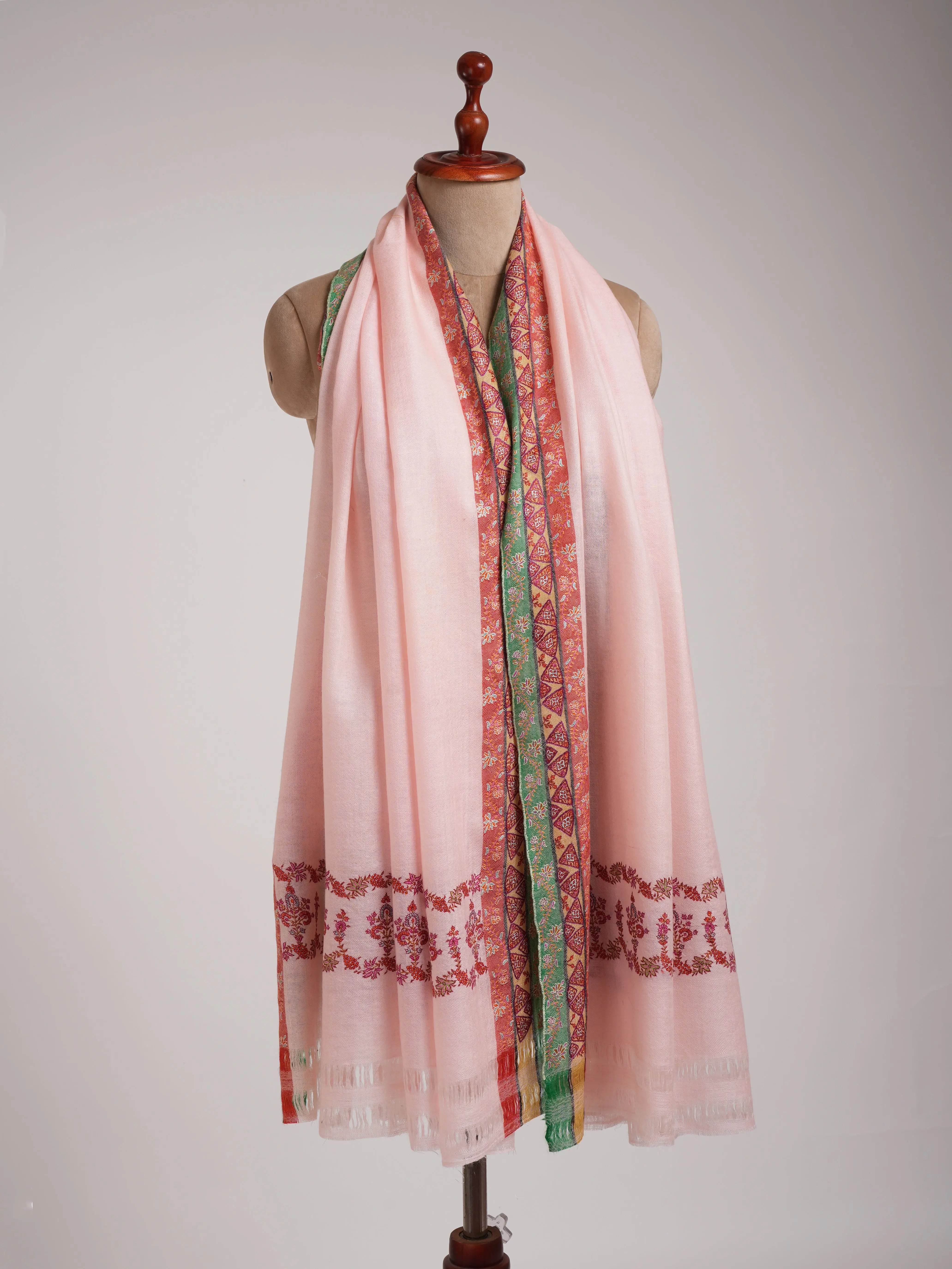 Crystal Rose Sozni Embroidered Pure Pashmina Shawl Shahkaar