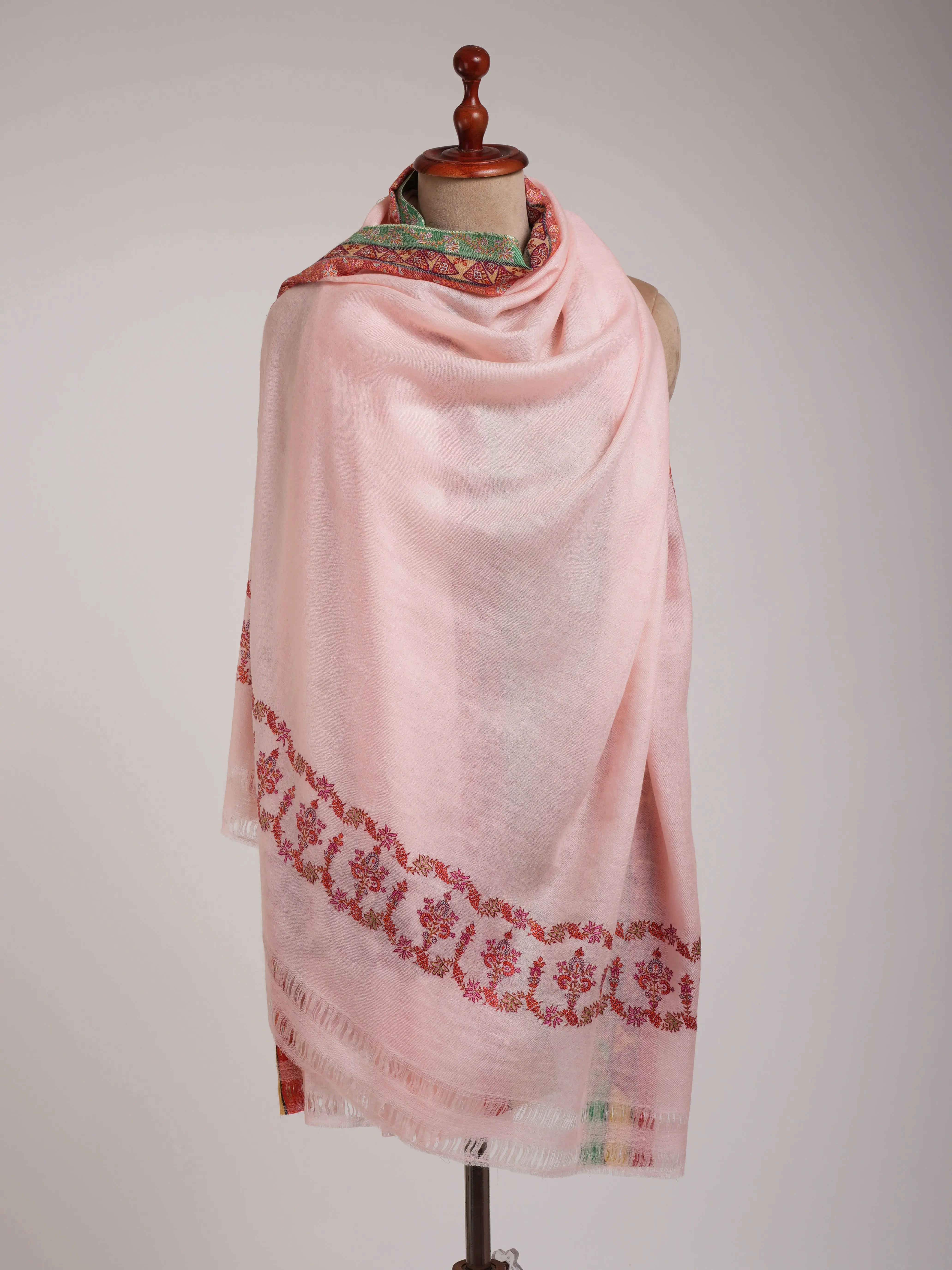 Crystal Rose Sozni Embroidered Pure Pashmina Shawl Shahkaar
