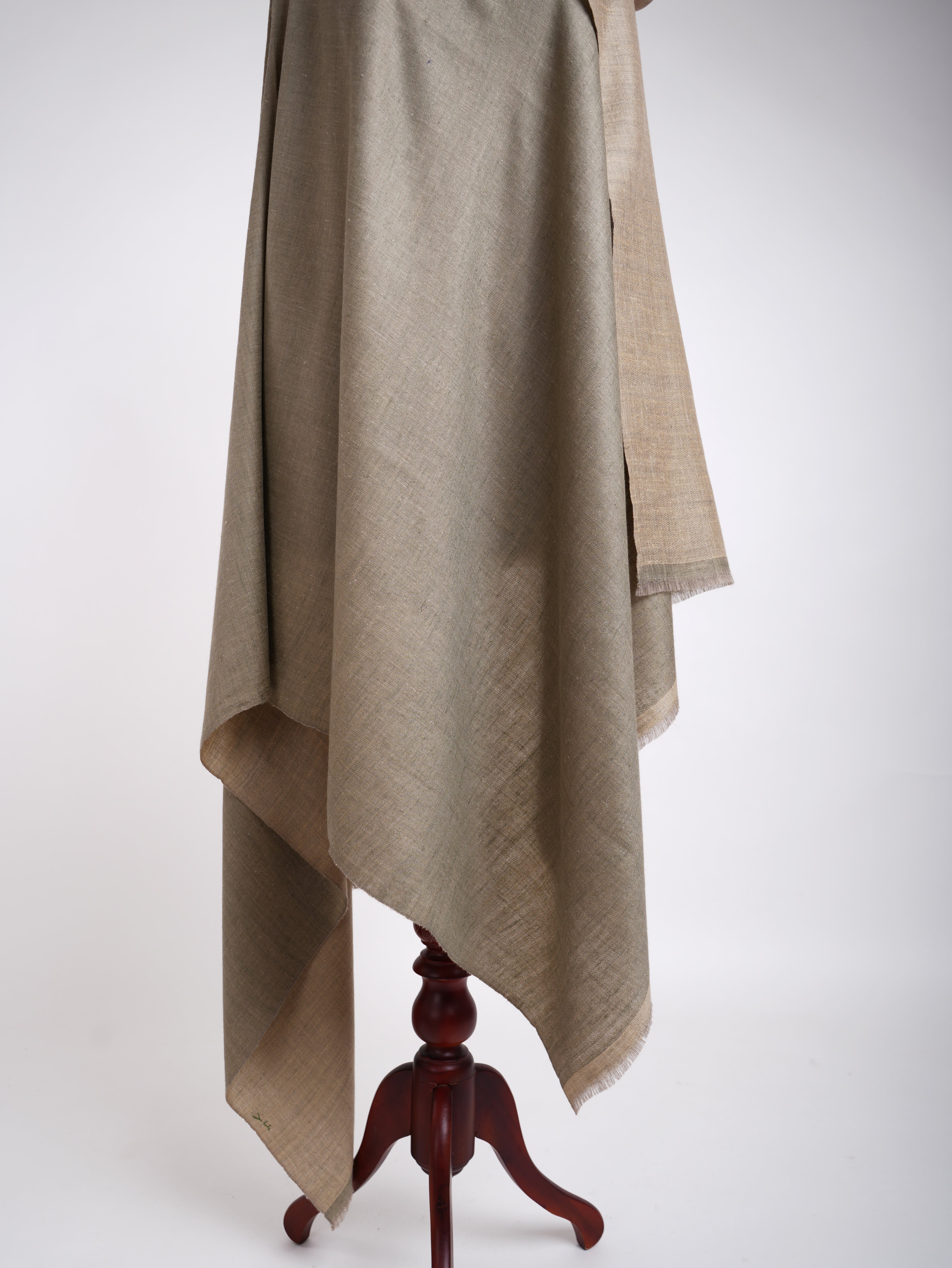 Dual Shade Handwoven Pashmina Shawl Leek Green Shahkaar