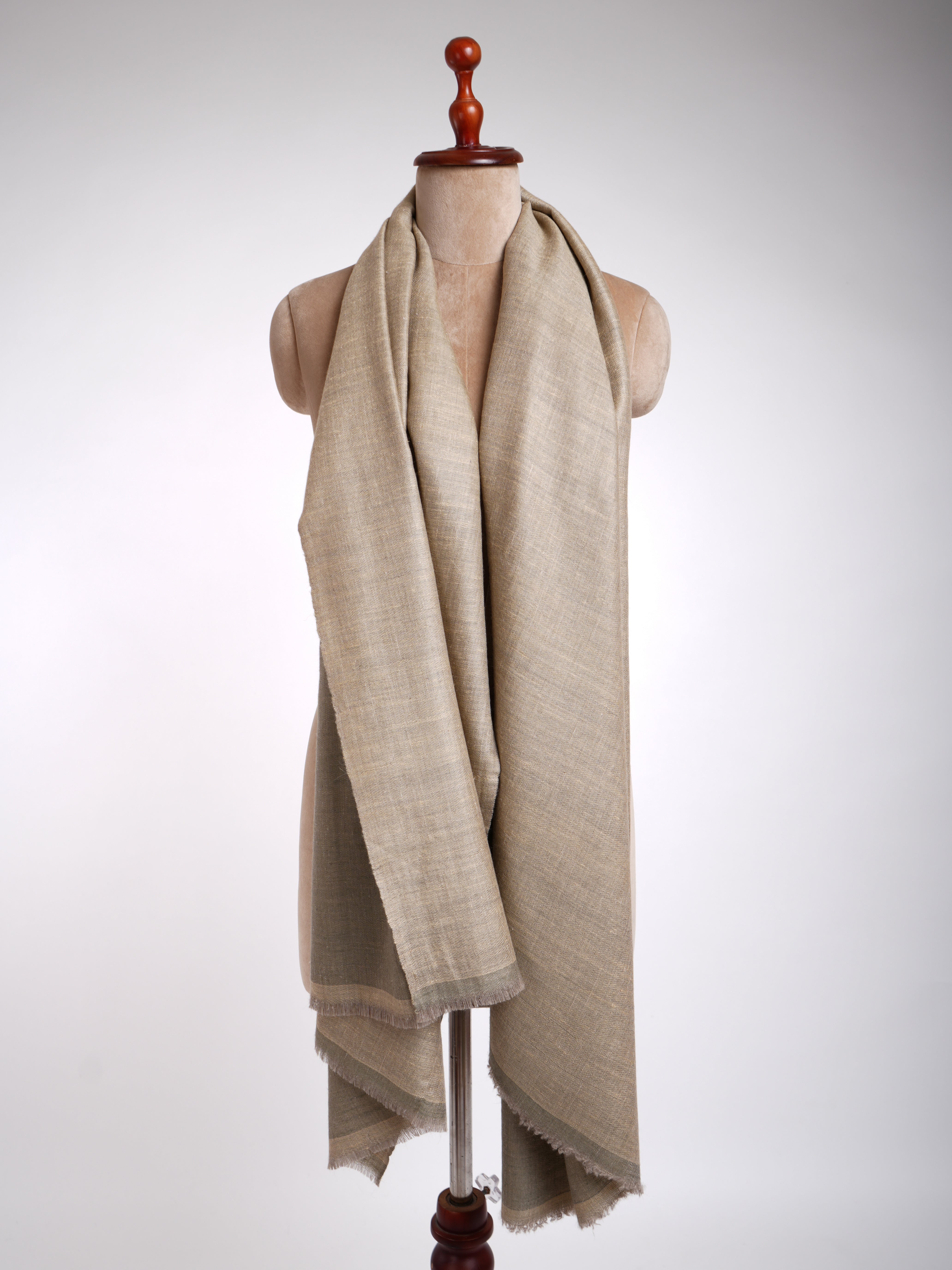 Dual Shade Handwoven Pashmina Shawl Leek Green Shahkaar