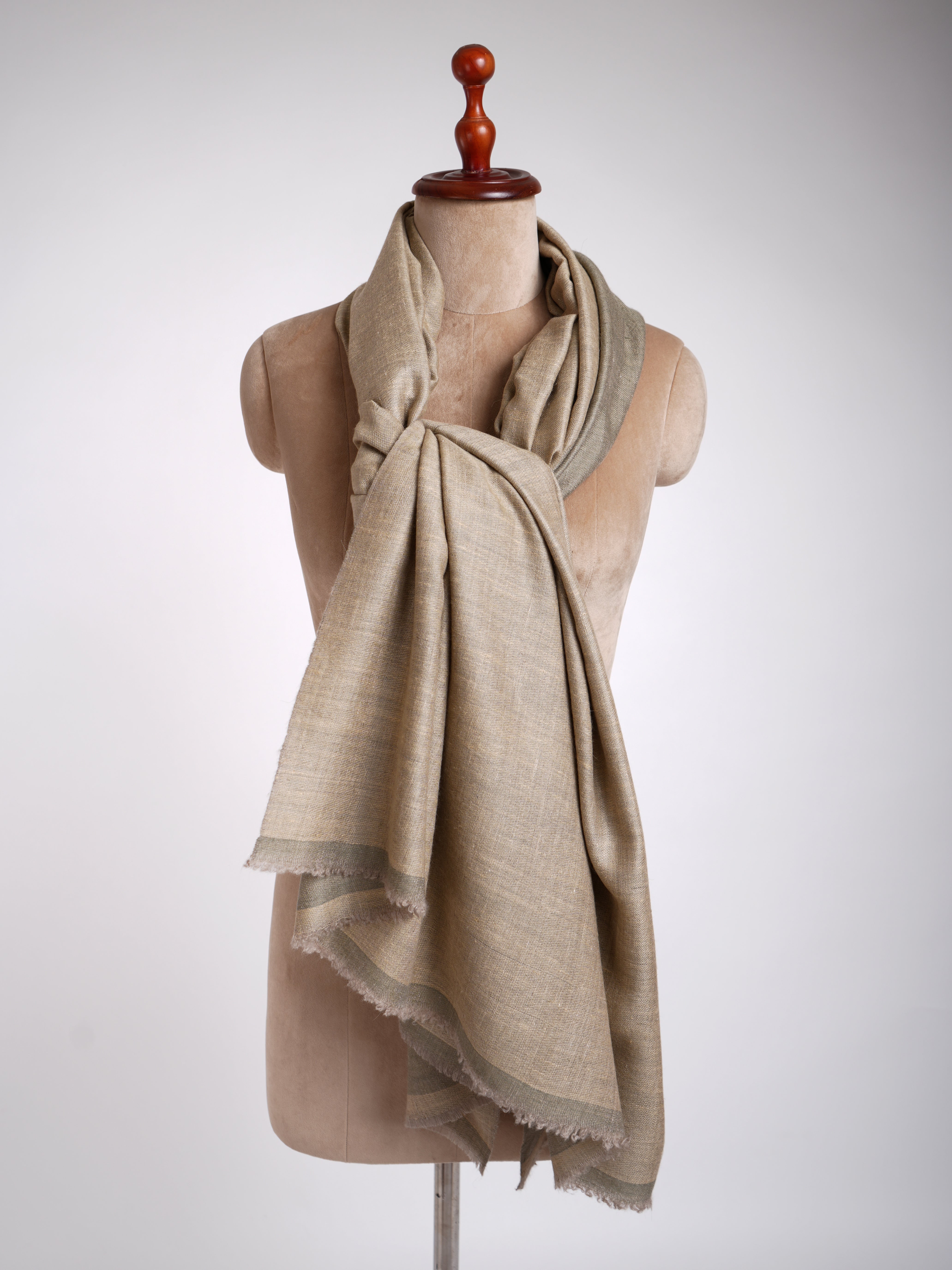 Dual Shade Handwoven Pashmina Shawl Leek Green Shahkaar