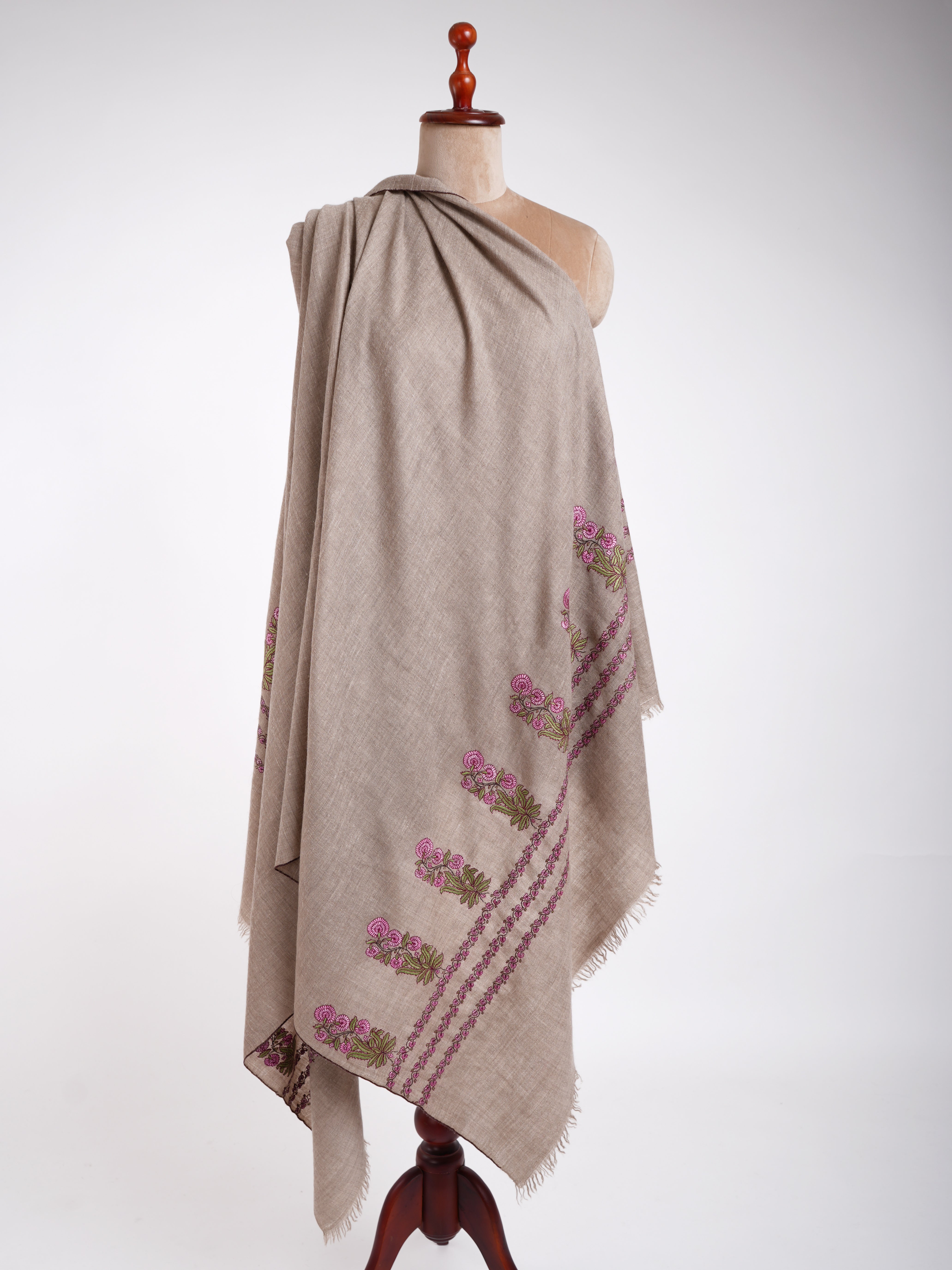 Scialle Pashmina con motivo Palla Dar Mughal Grigio