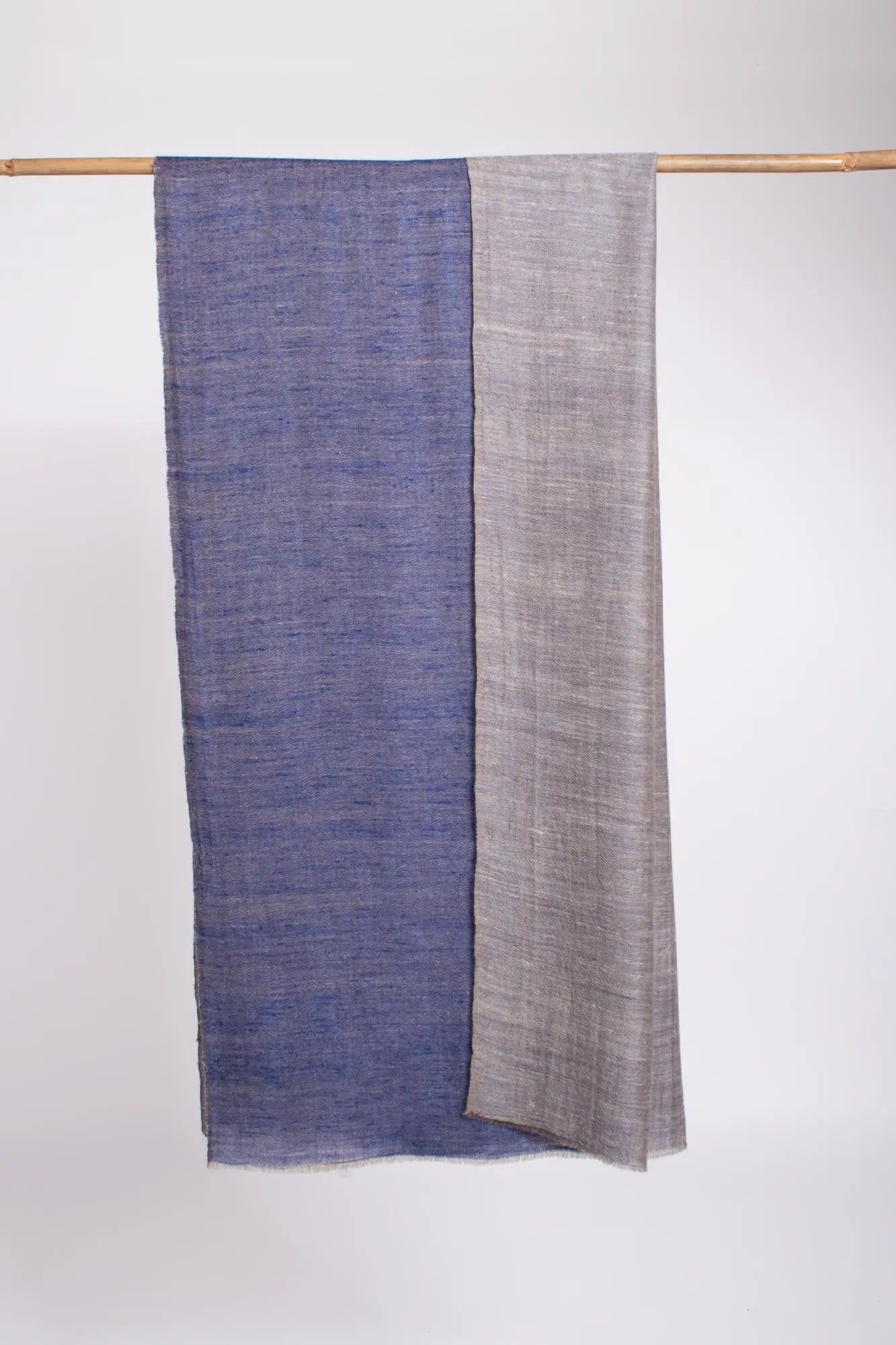 Dorukha Cashmere Scarf in Ivory Blue - WHITEHAVEN Shahkaar