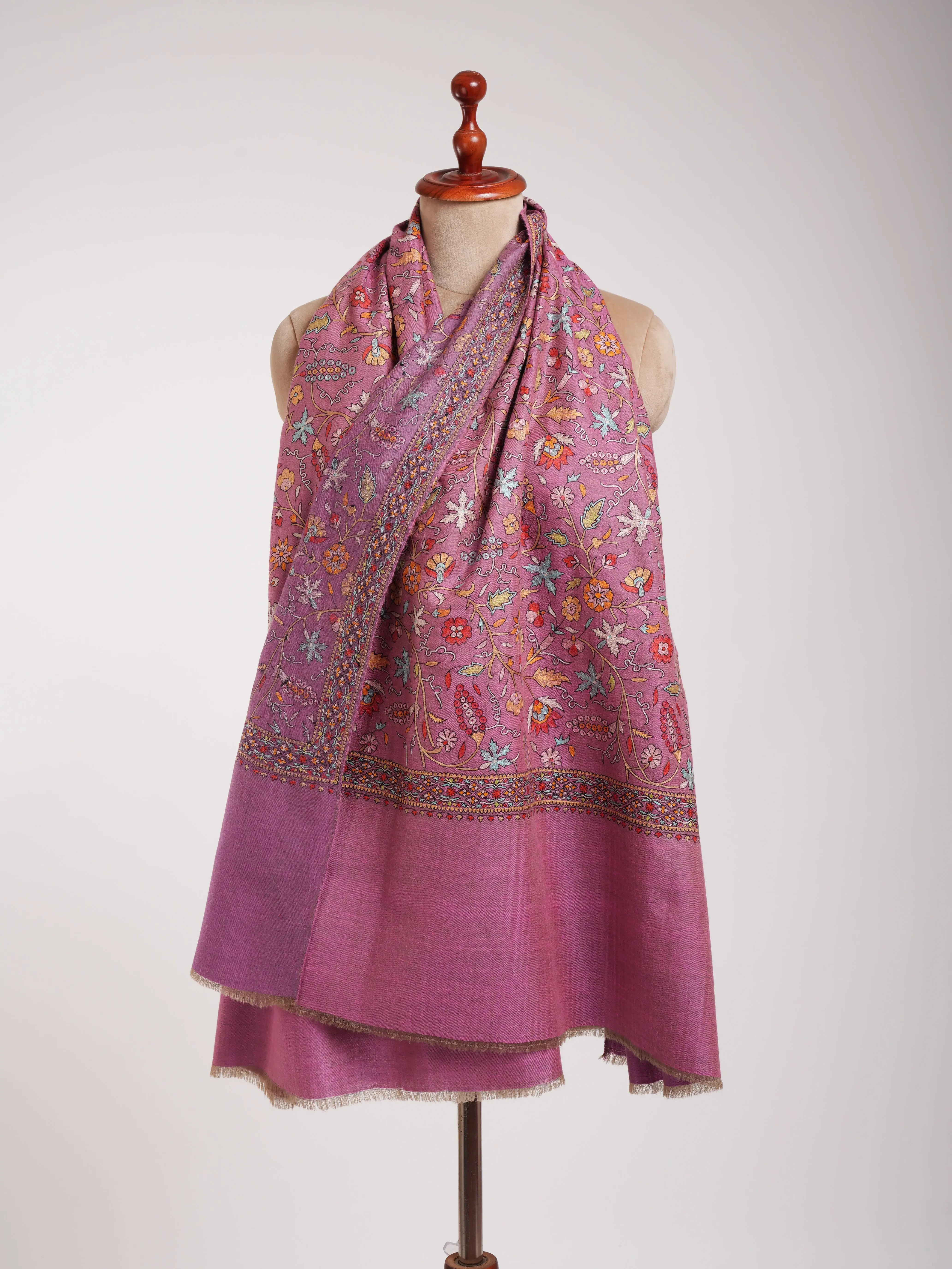 Dorukha Fusion Hand Embroidered Jamavar shawl Shahkaar