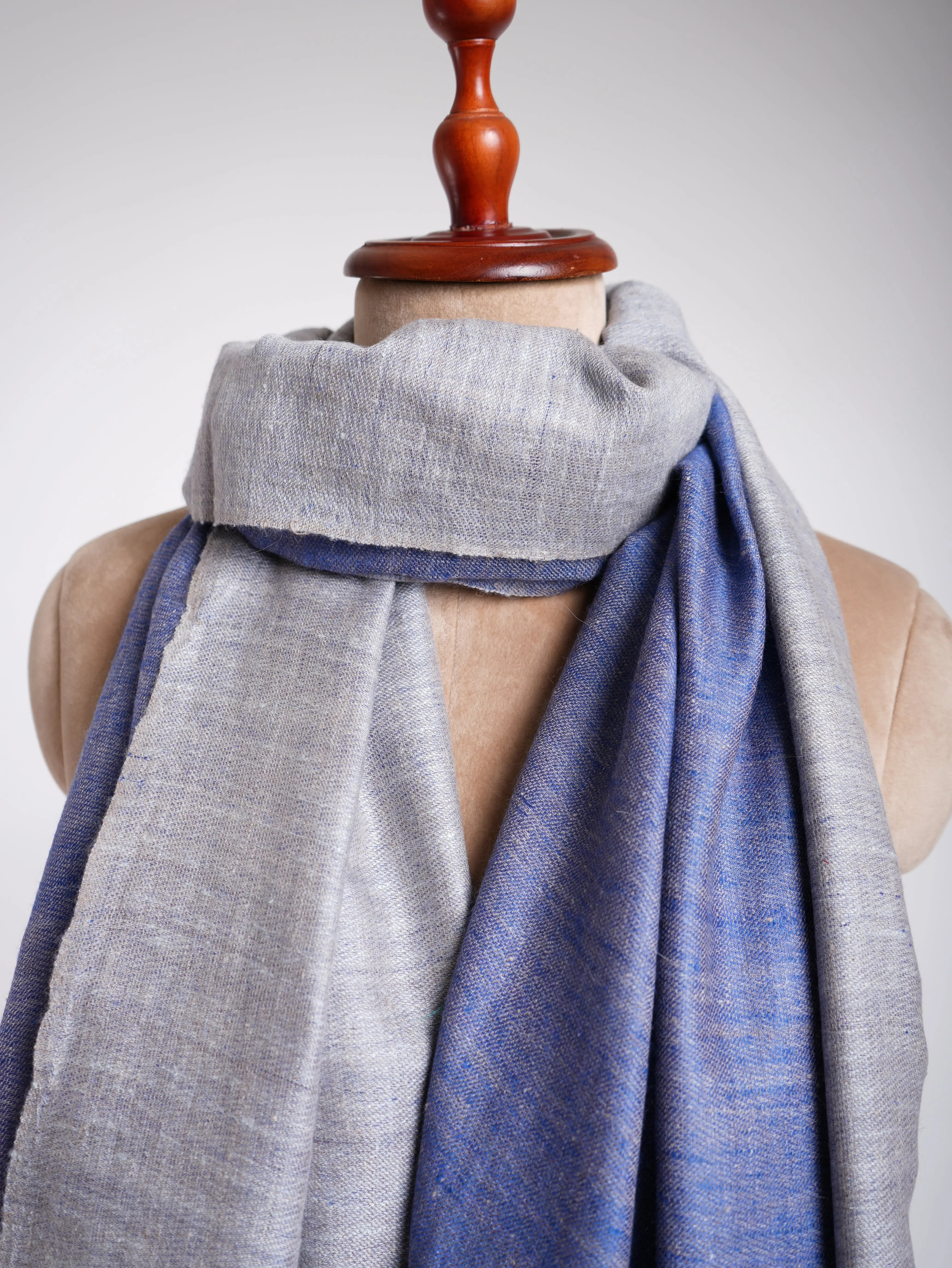 Dorukha Handwoven Pashmina Shades of Blue Shahkaar