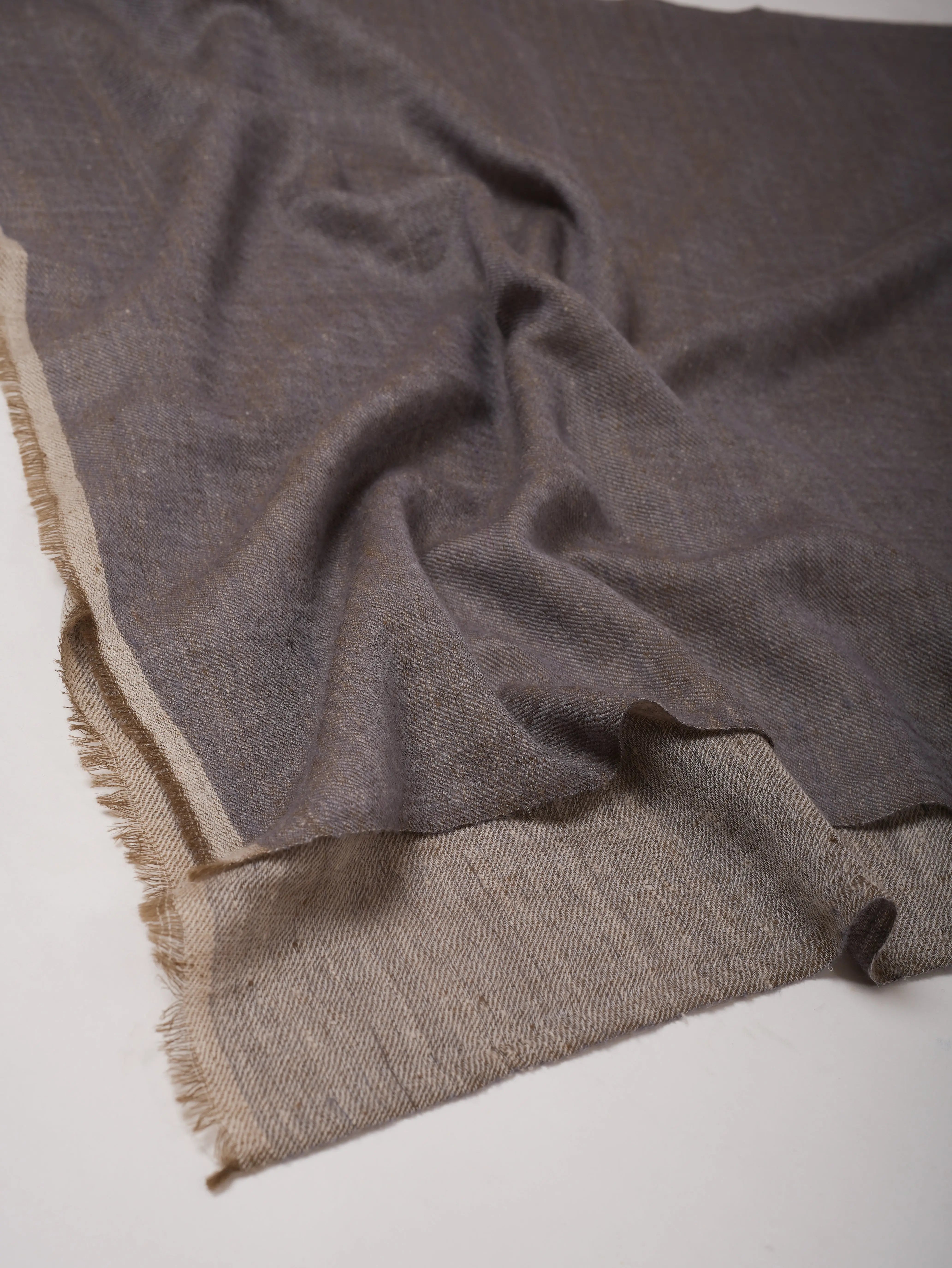 Dual Shade Grey Ivory Baby Soft Cashmere Scarf Lightweight Luxurious Shahkaar