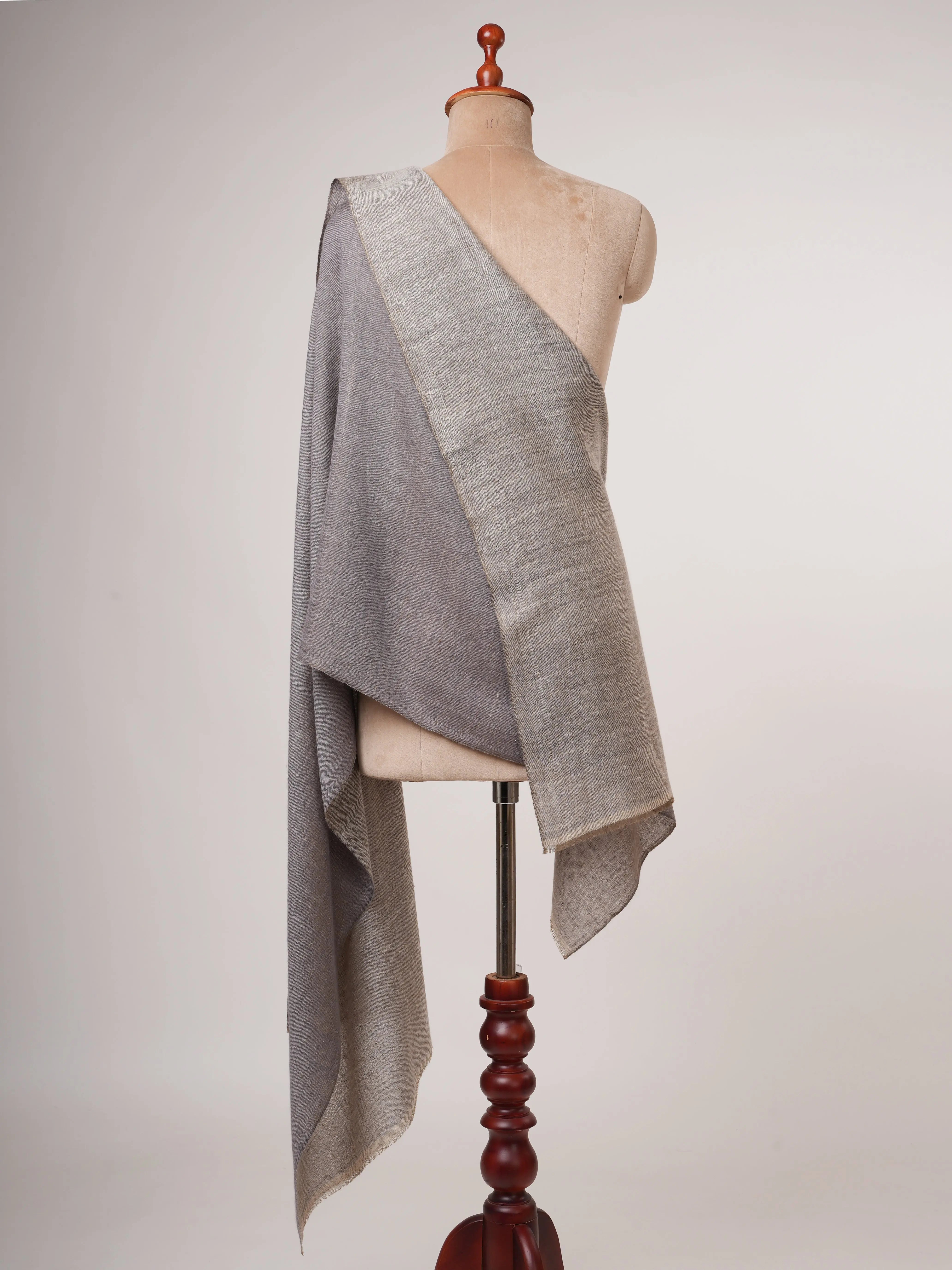 Dual Shade Grey Ivory Baby Soft Cashmere Scarf Lightweight Luxurious Shahkaar