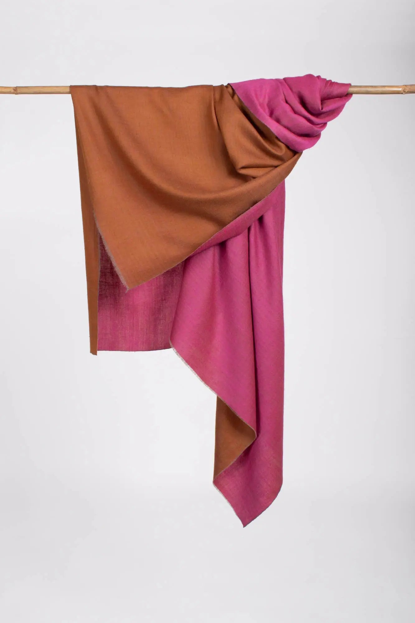 Dual Shade Pink and Orange Pashmina Shawl - BISBEE Shahkaar