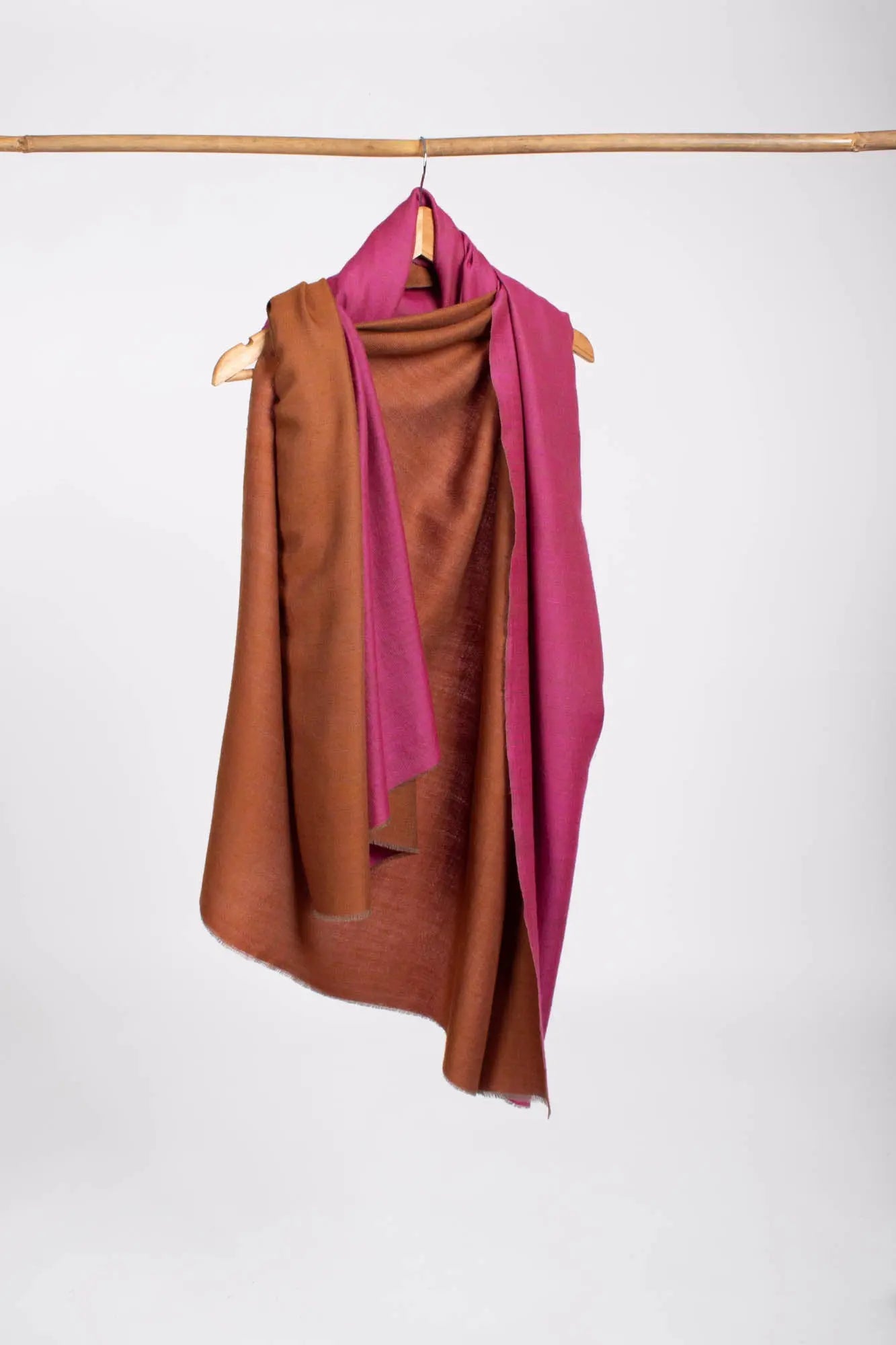 Dual Shade Pink and Orange Pashmina Shawl - BISBEE Shahkaar