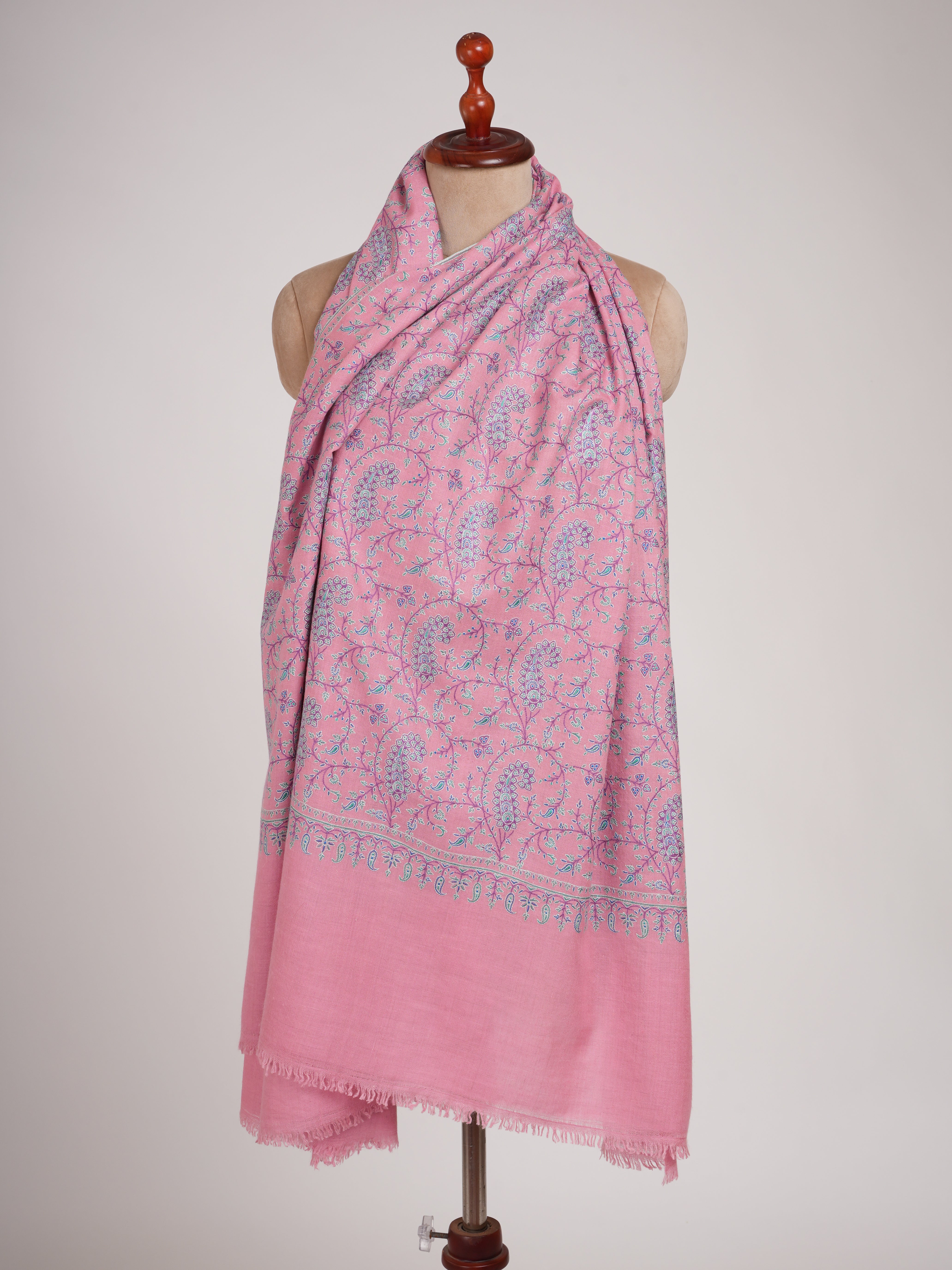 Paisley Jall Motif Embroidered Taffy Pashmina Shawl