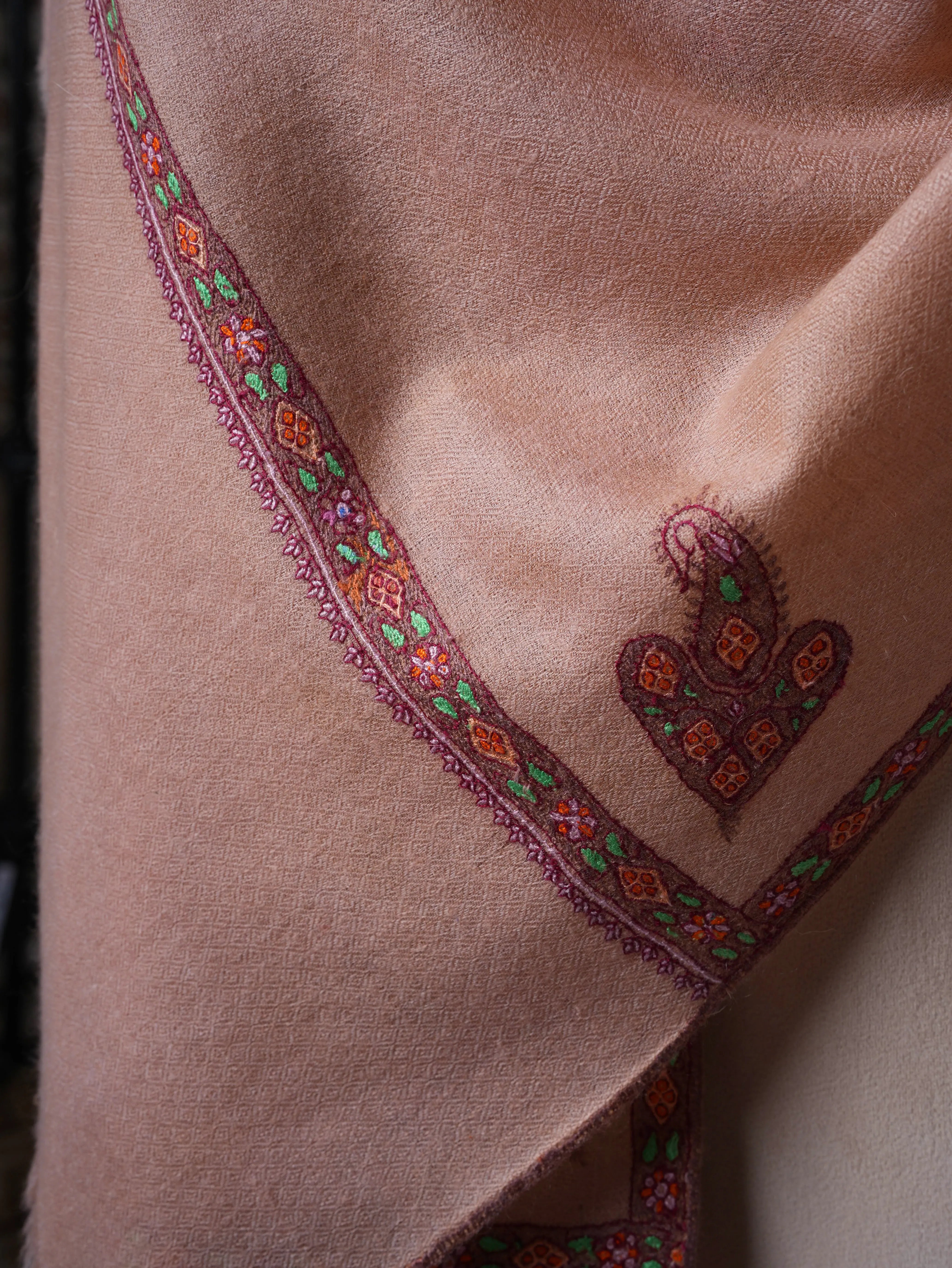Ethical Cashmere Scarf with Hashia Hand Embroidery – Baby Soft Sustainably Made Shahkaar