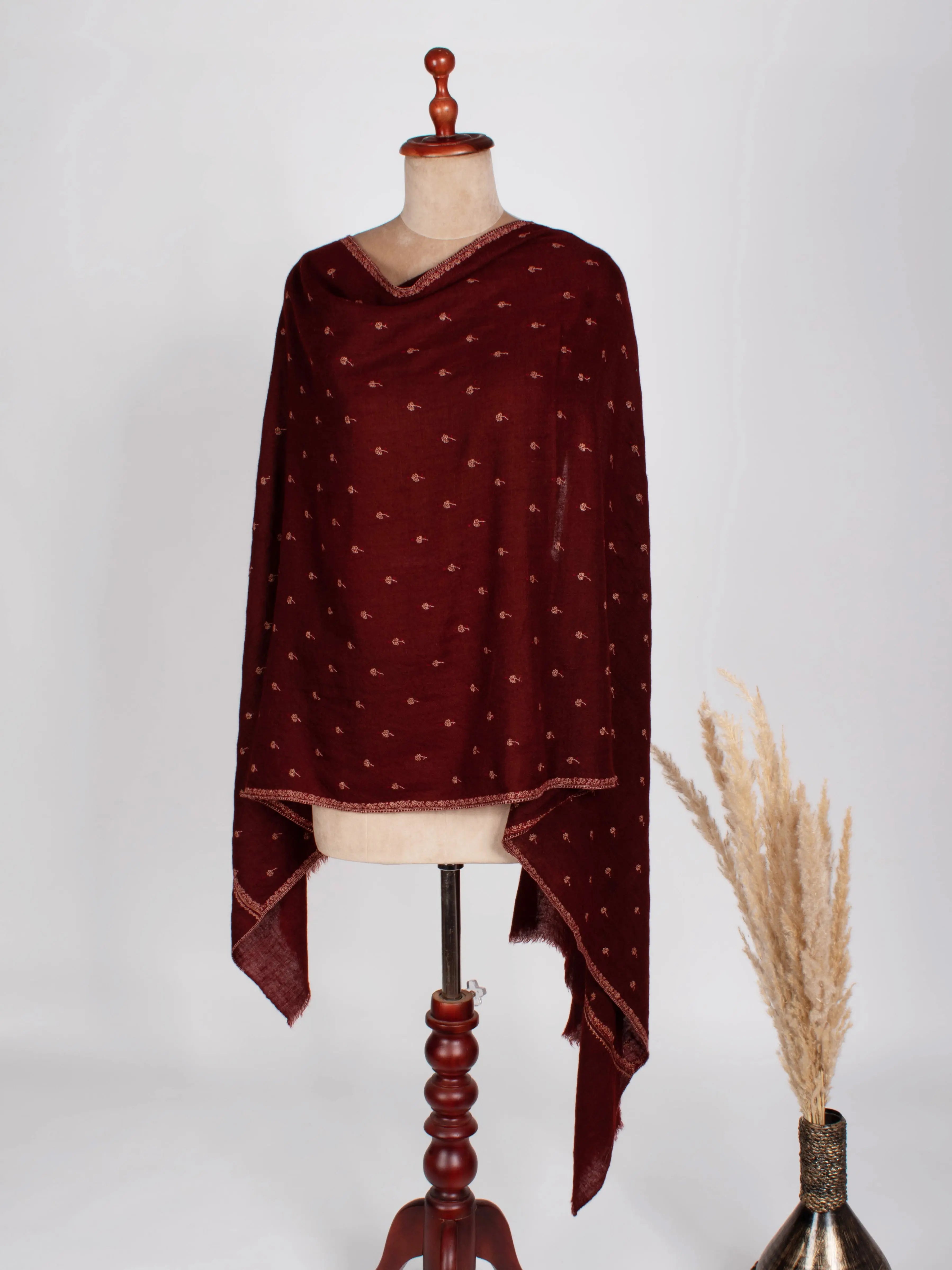 Evergreen Buteh Embroidered Soft Cashmere Gift Scarf Shahkaar