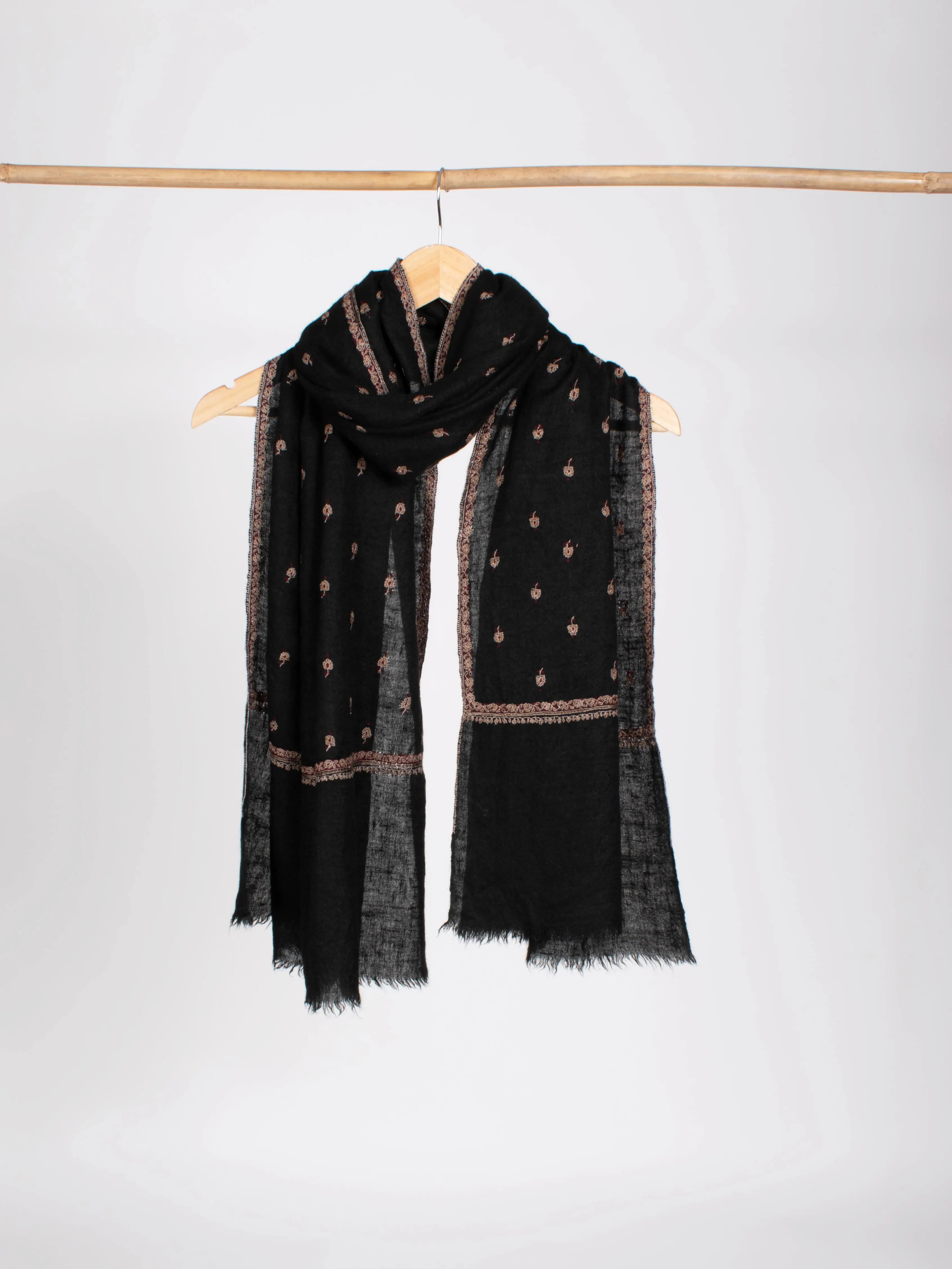 Evergreen Buteh Embroidered Soft Cashmere Gift Scarf Shahkaar