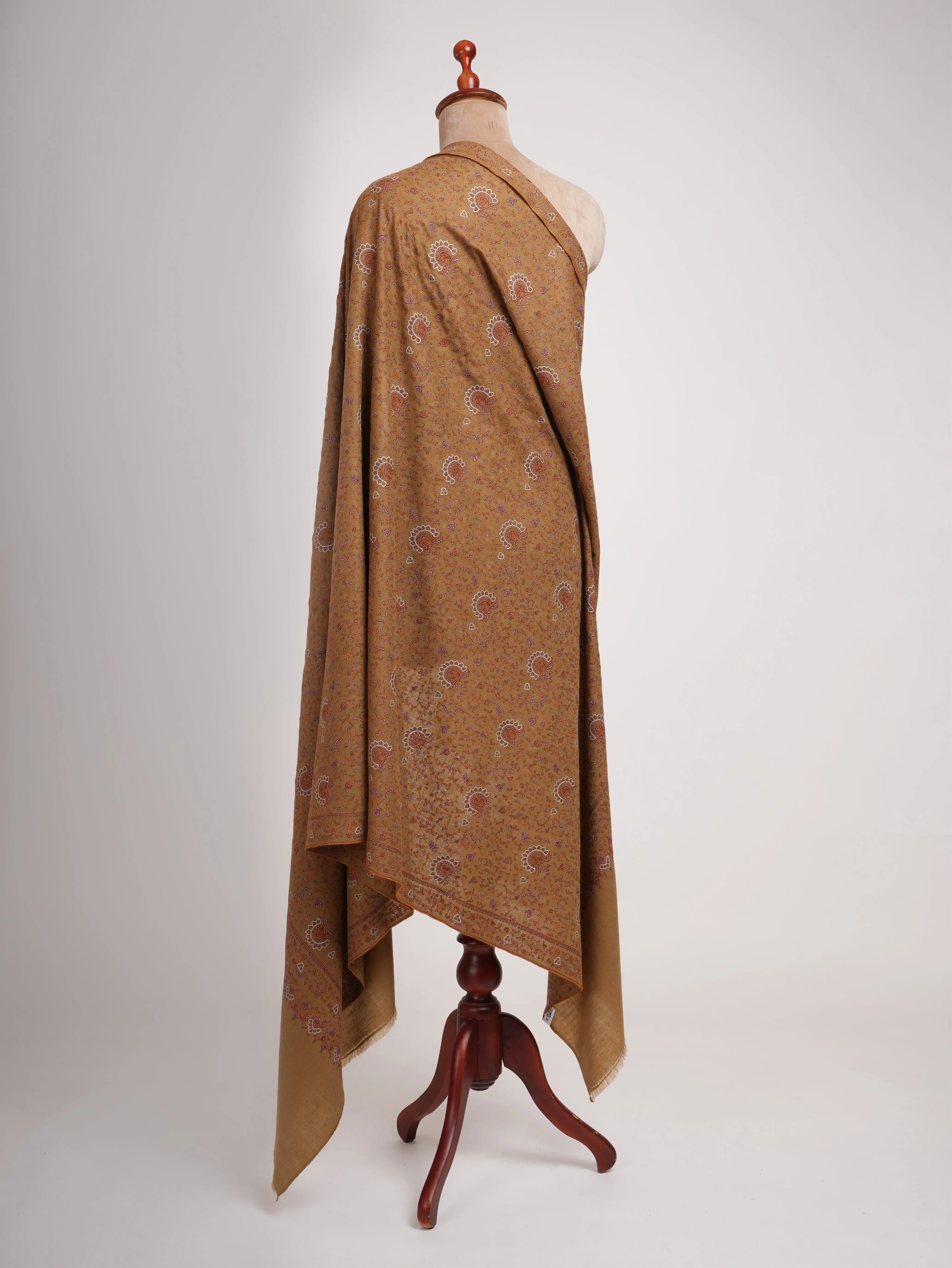 Fine Sozni Embroidered Authentic Pashmina Shawl Shahkaar