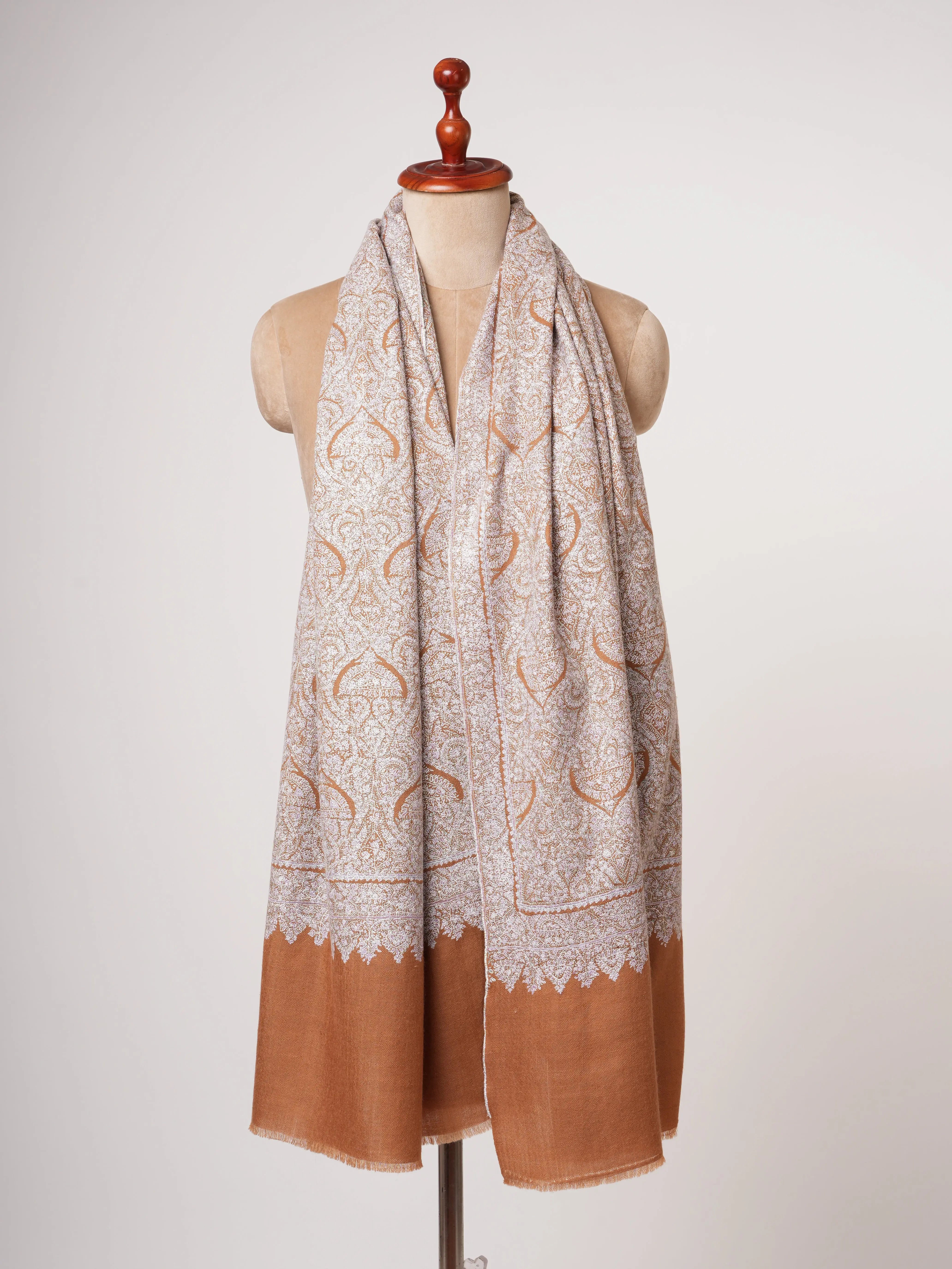 Fine Sozni Embroidered Jamavar Pashmina Shawl | Handcrafted Kashmiri Luxury by Shahkaar Shahkaar