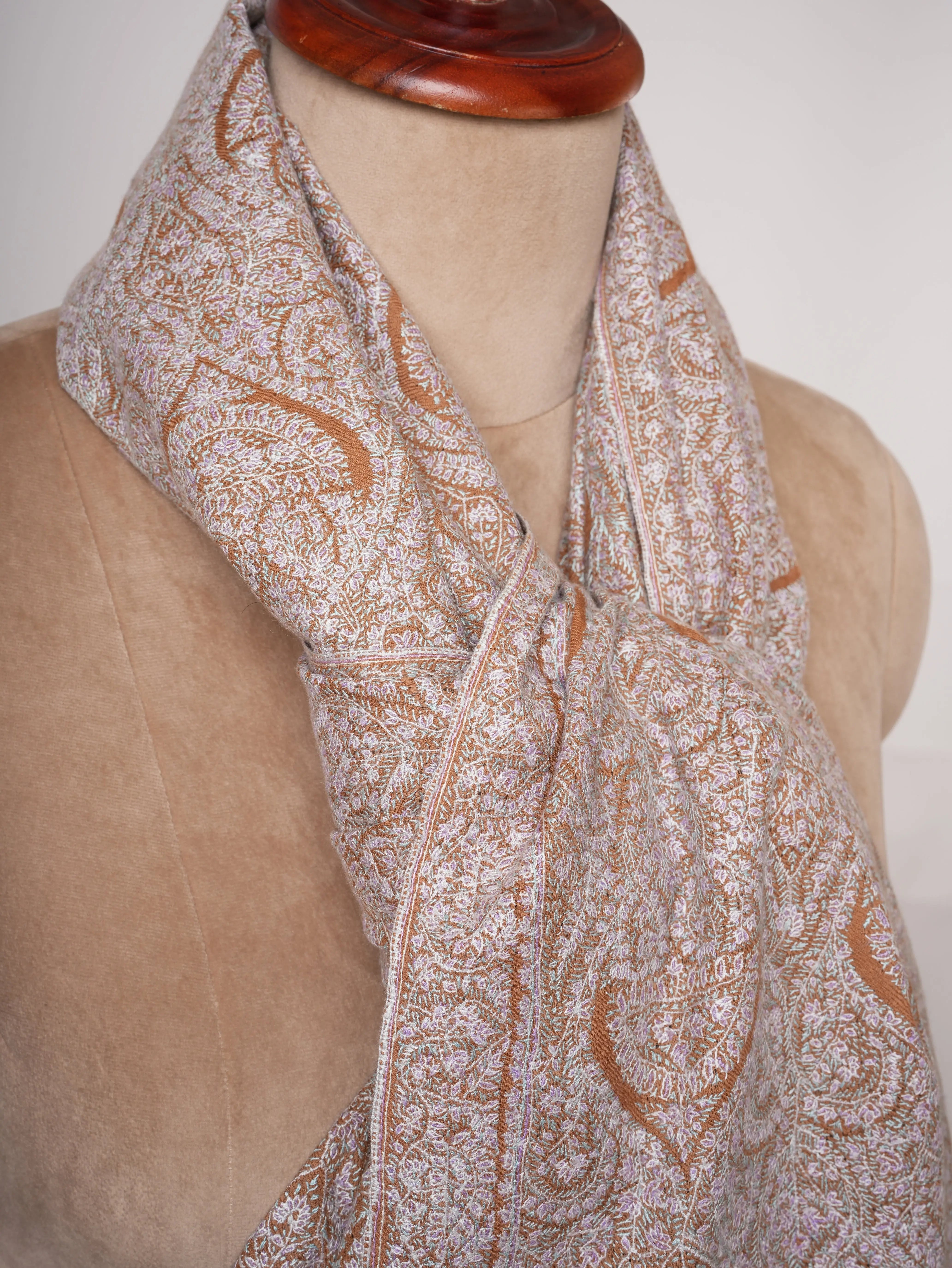Fine Sozni Embroidered Jamavar Pashmina Shawl | Handcrafted Kashmiri Luxury by Shahkaar Shahkaar