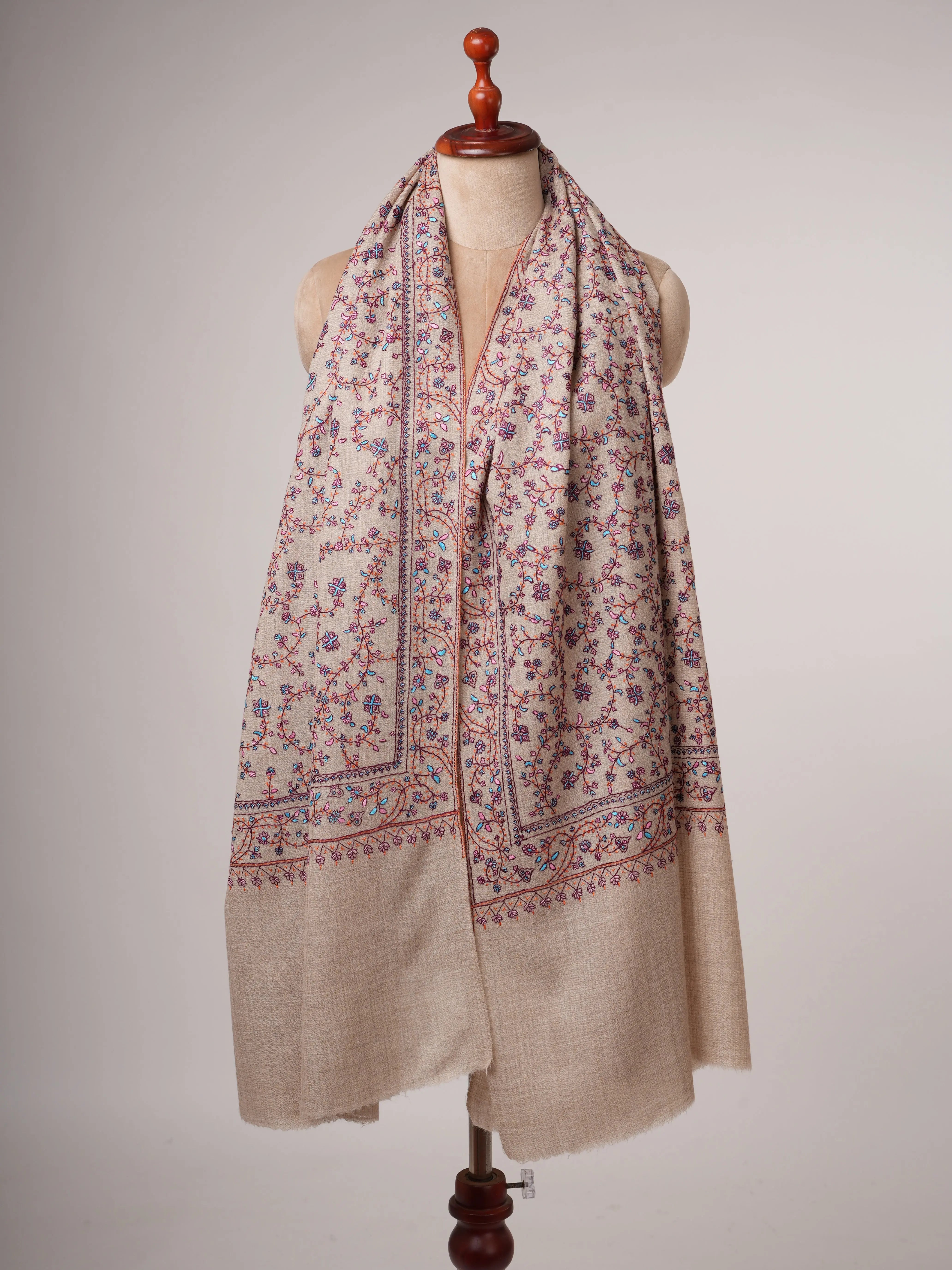 Fine Wool Shawl with All Over Jali Embroidery Shahkaar