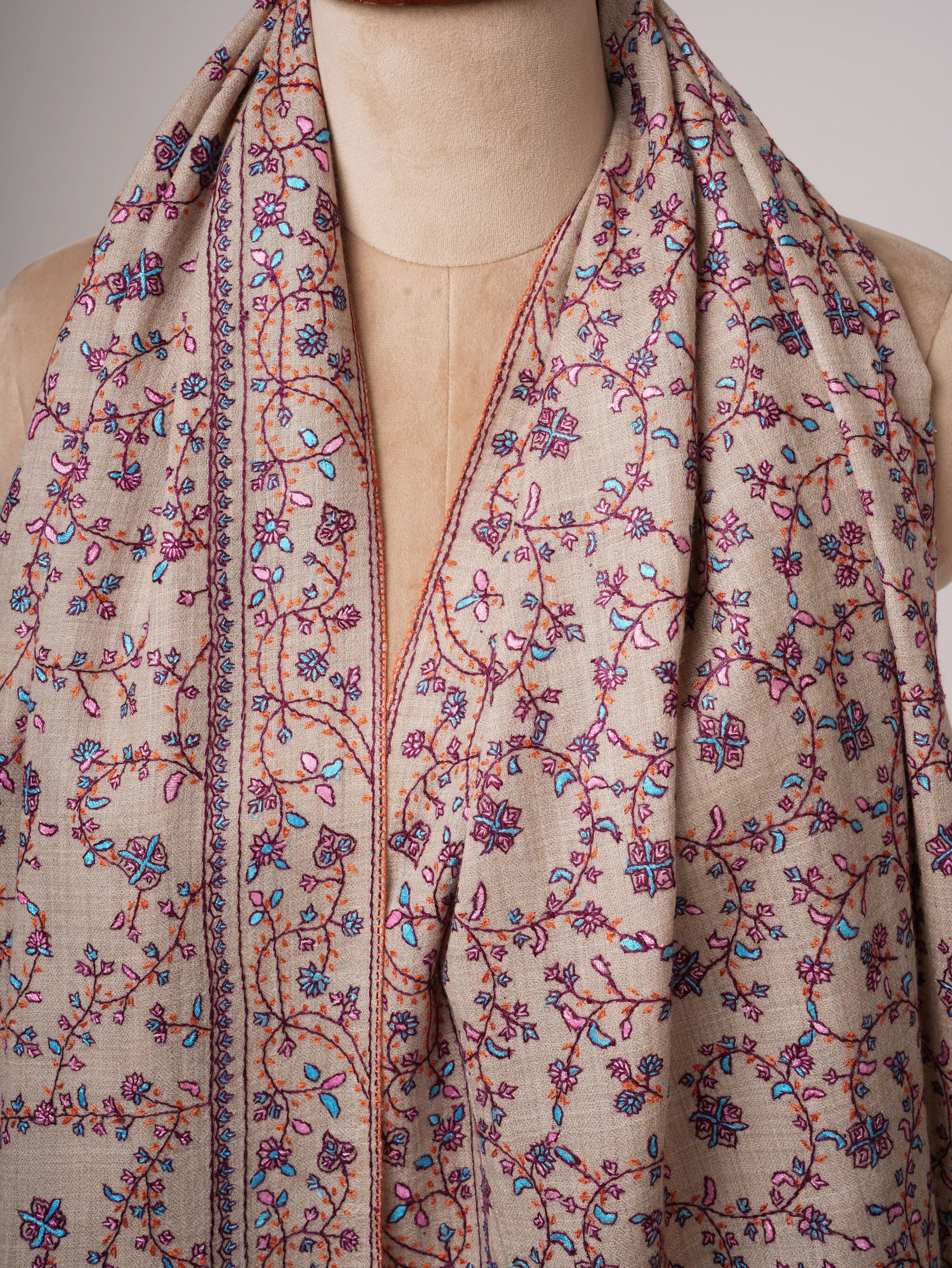 Fine Wool Shawl with All Over Jali Embroidery Shahkaar