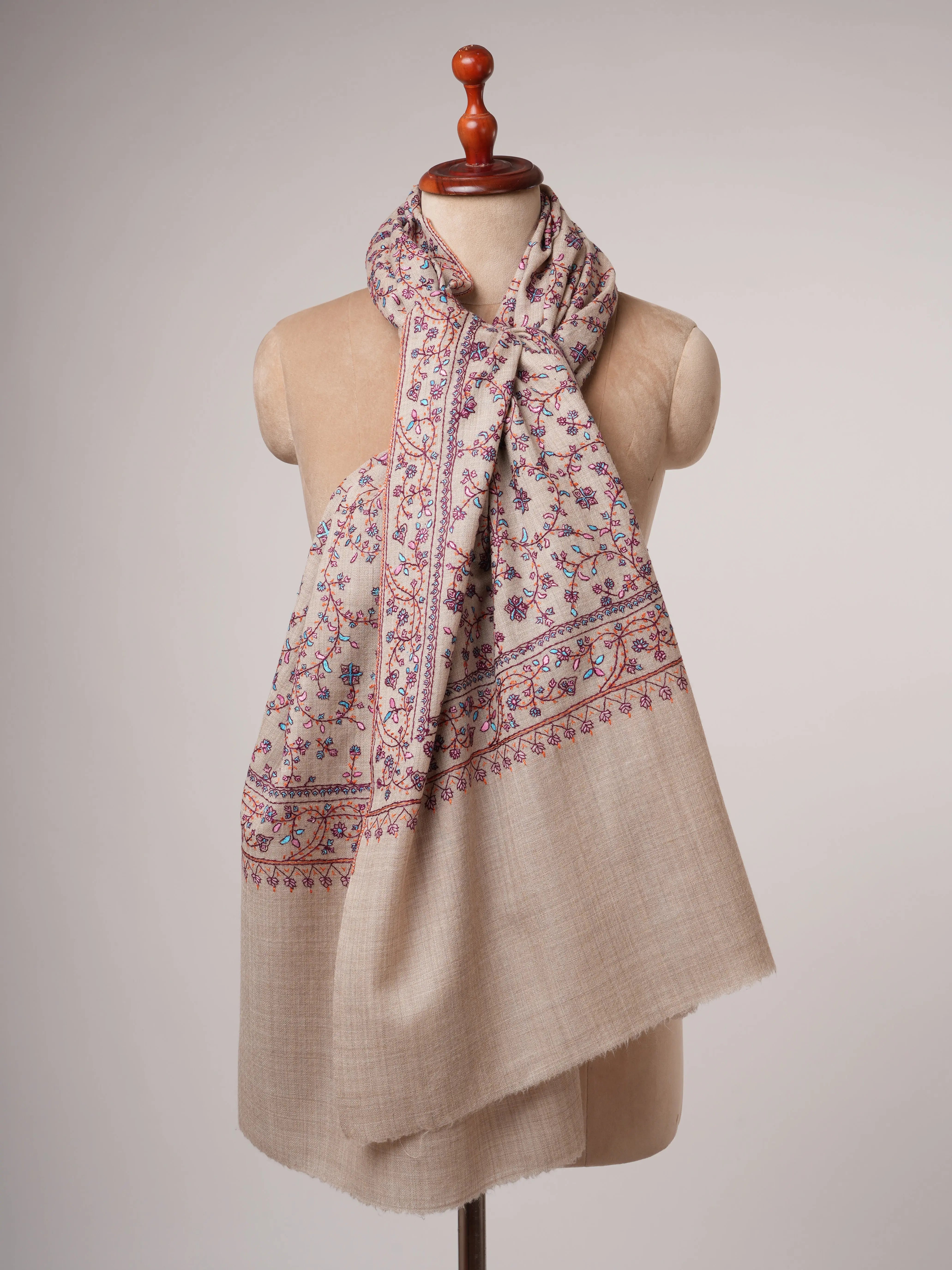 Fine Wool Shawl with All Over Jali Embroidery Shahkaar