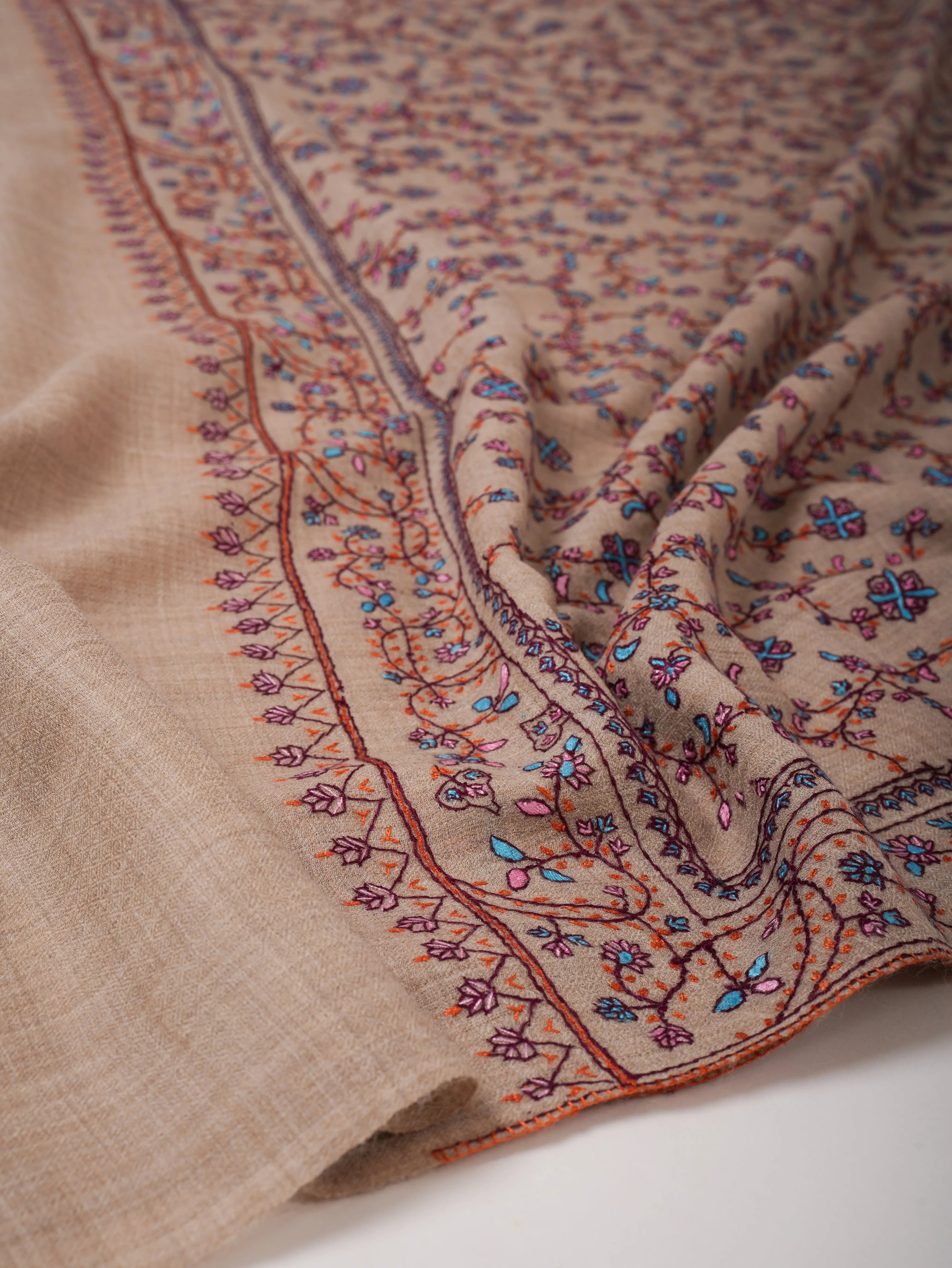 Fine Wool Shawl with All Over Jali Embroidery Shahkaar