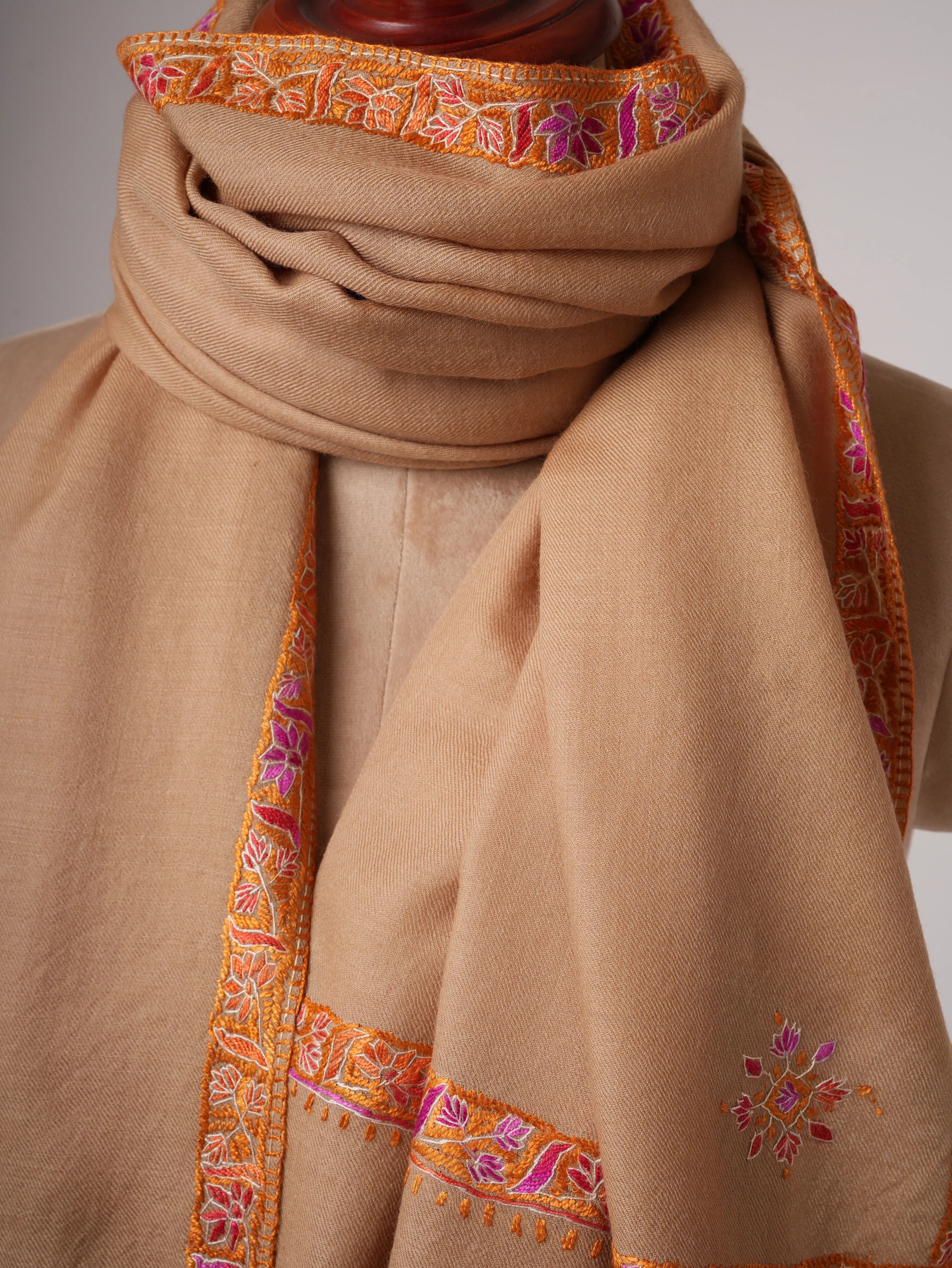 Fine Wool Shawl with Hand Embroidered Hashia Border Shahkaar