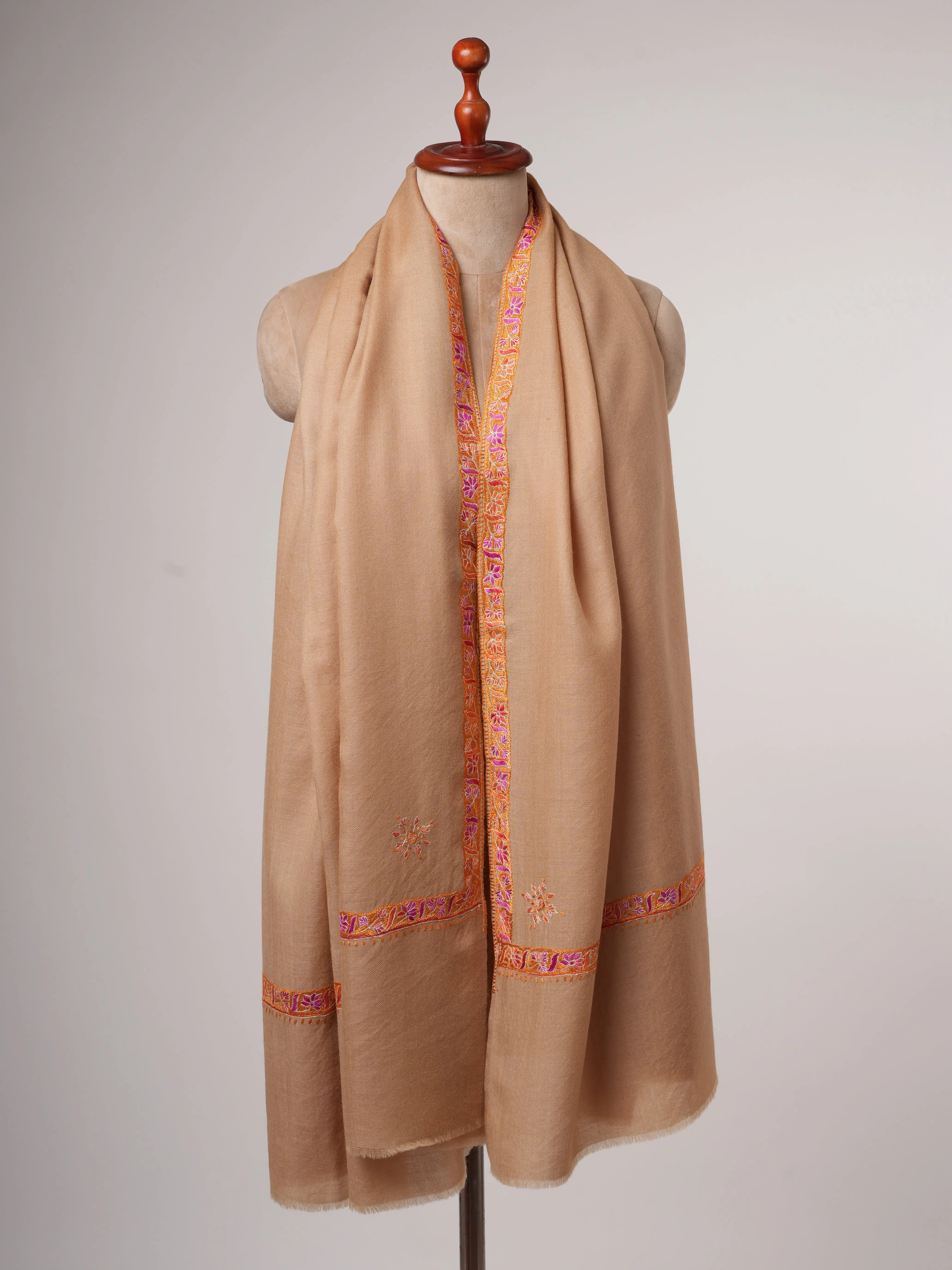 Fine Wool Shawl with Hand Embroidered Hashia Border Shahkaar