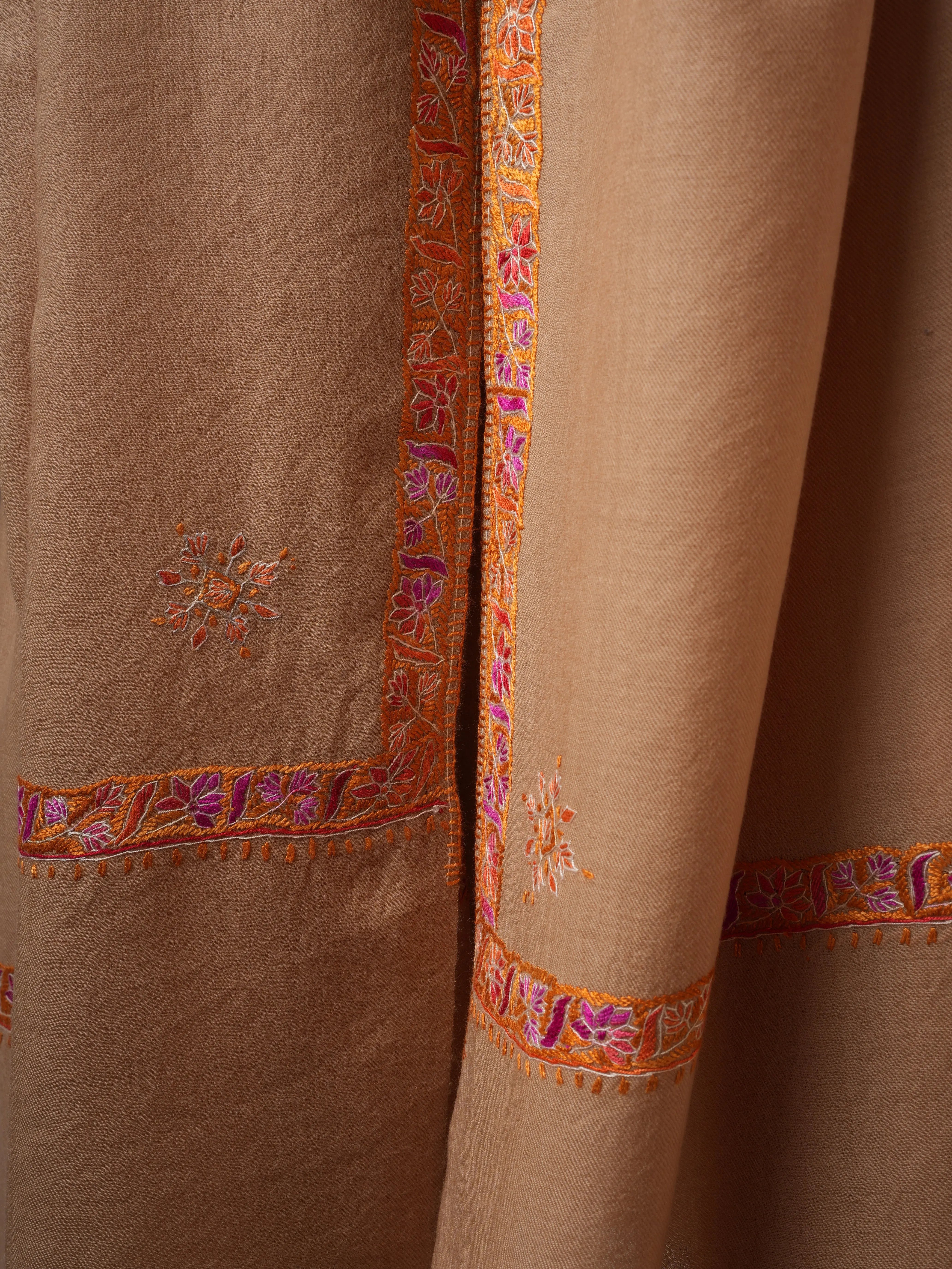 Fine Wool Shawl with Hand Embroidered Hashia Border Shahkaar