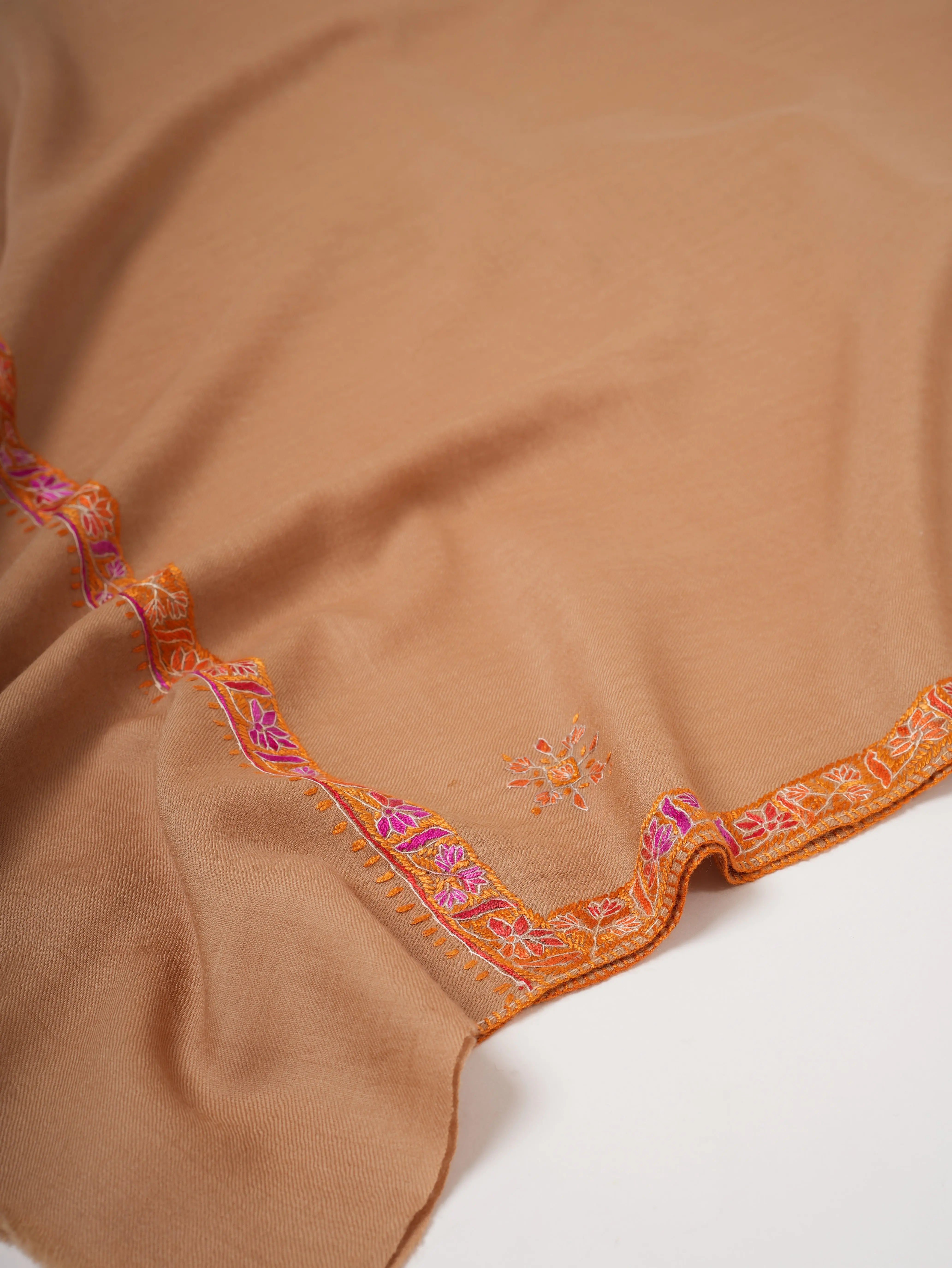 Fine Wool Shawl with Hand Embroidered Hashia Border Shahkaar