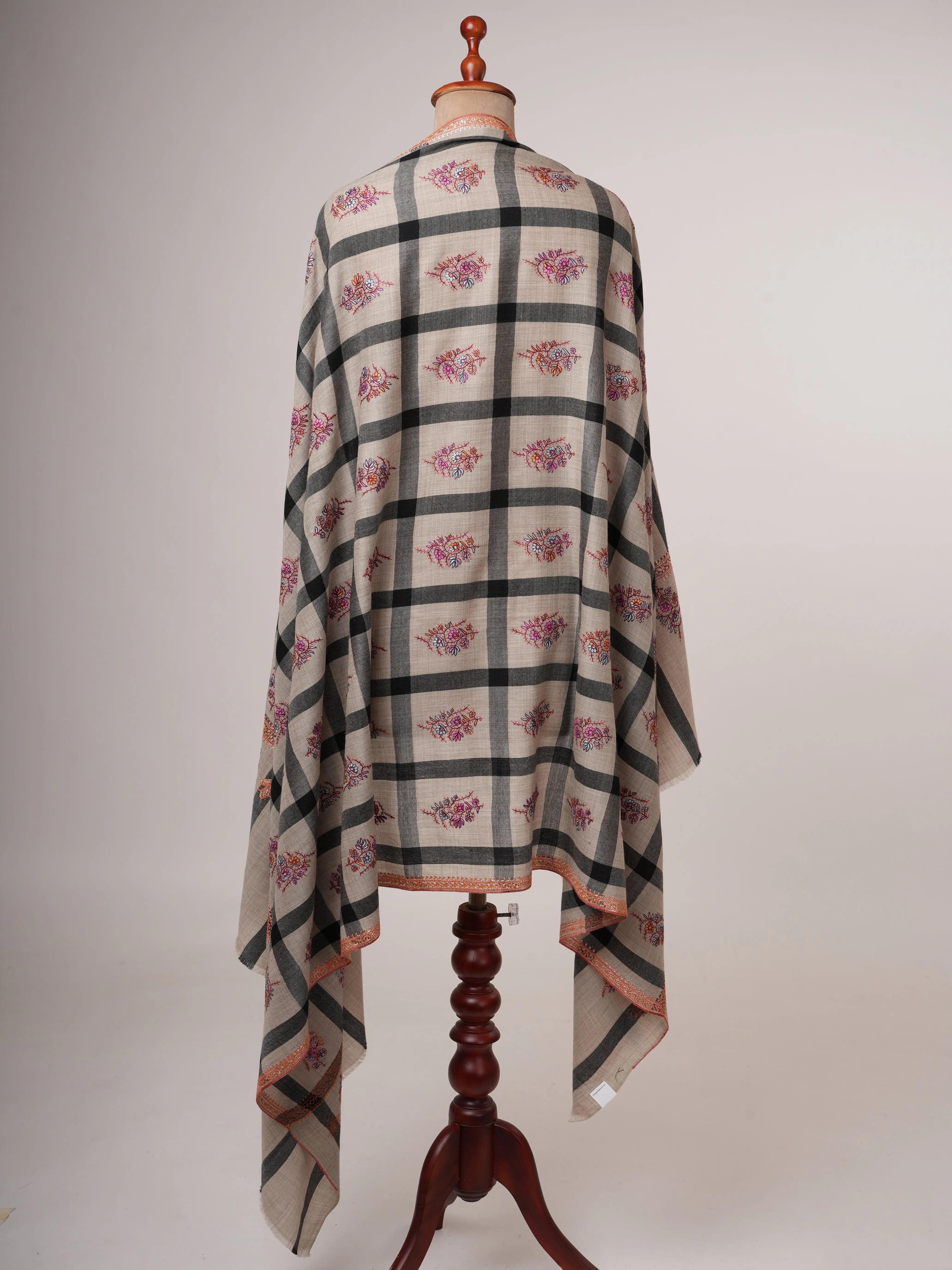 Fine Wool Shawl with Hand Embroidered Tilla Work Shahkaar
